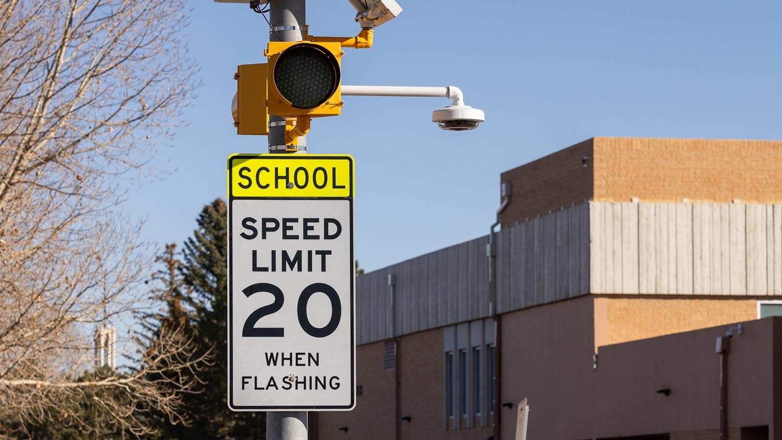 The new School Zone crossing at Western Hills Boulevard and Moccasin Avenue at McCormick Jr. High in Cheyenne.