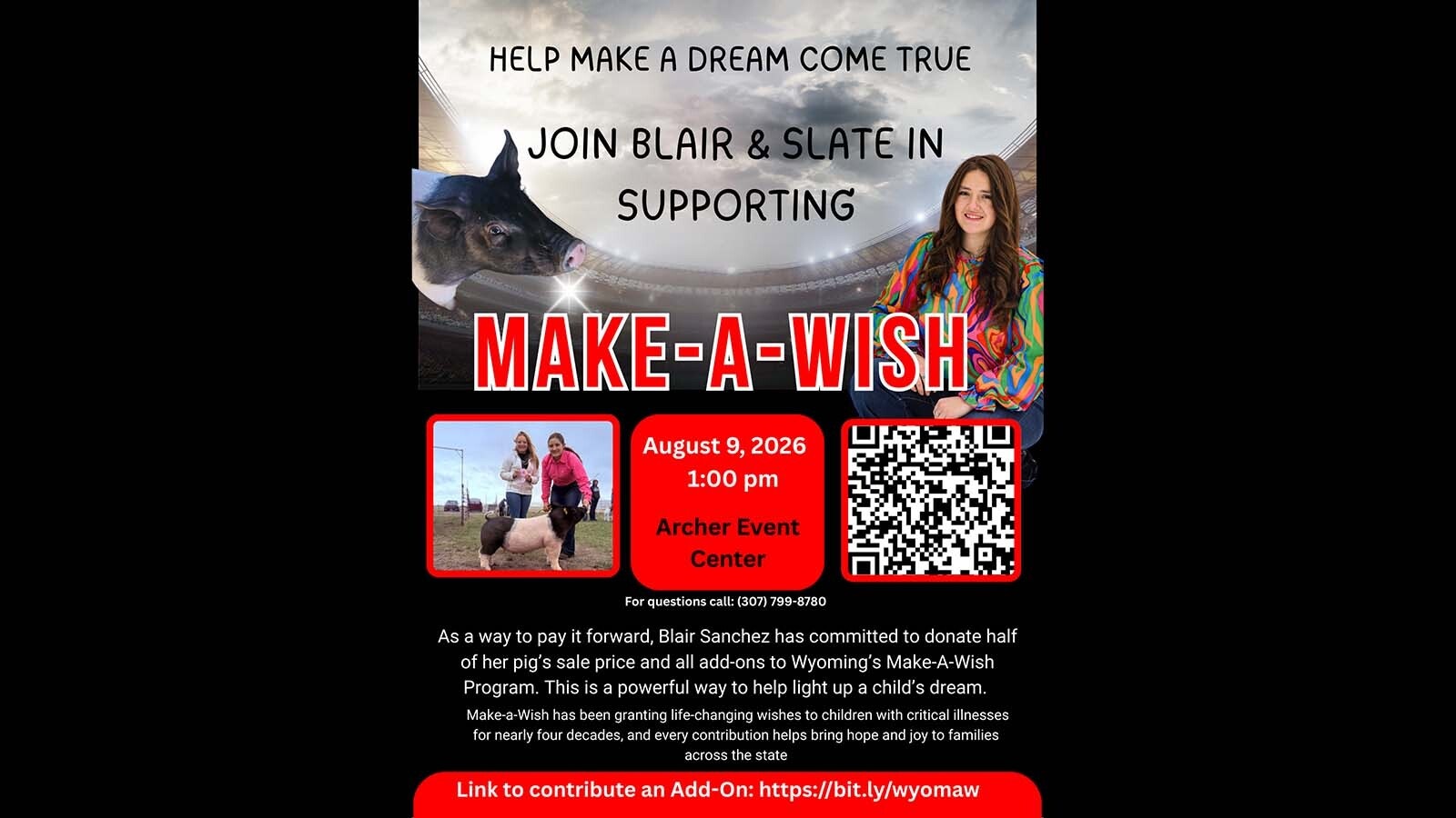 Blair Sanchez had a poster made for placement at the fair to share her desire to benefit Make-A-Wish Wyoming.