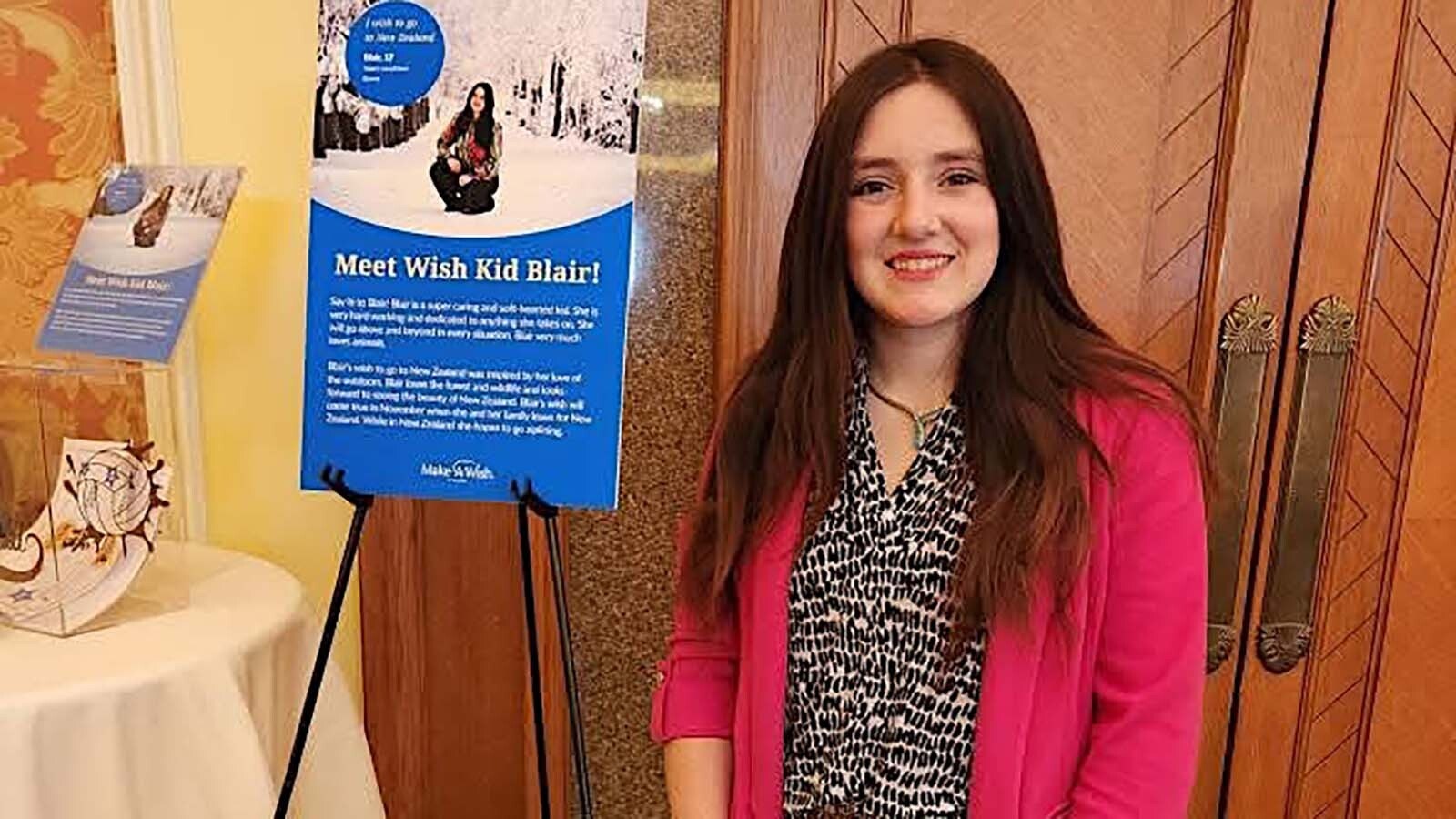 Blair Sanchez at the Make-A-Wish Wyoming wish granting ceremony in April.