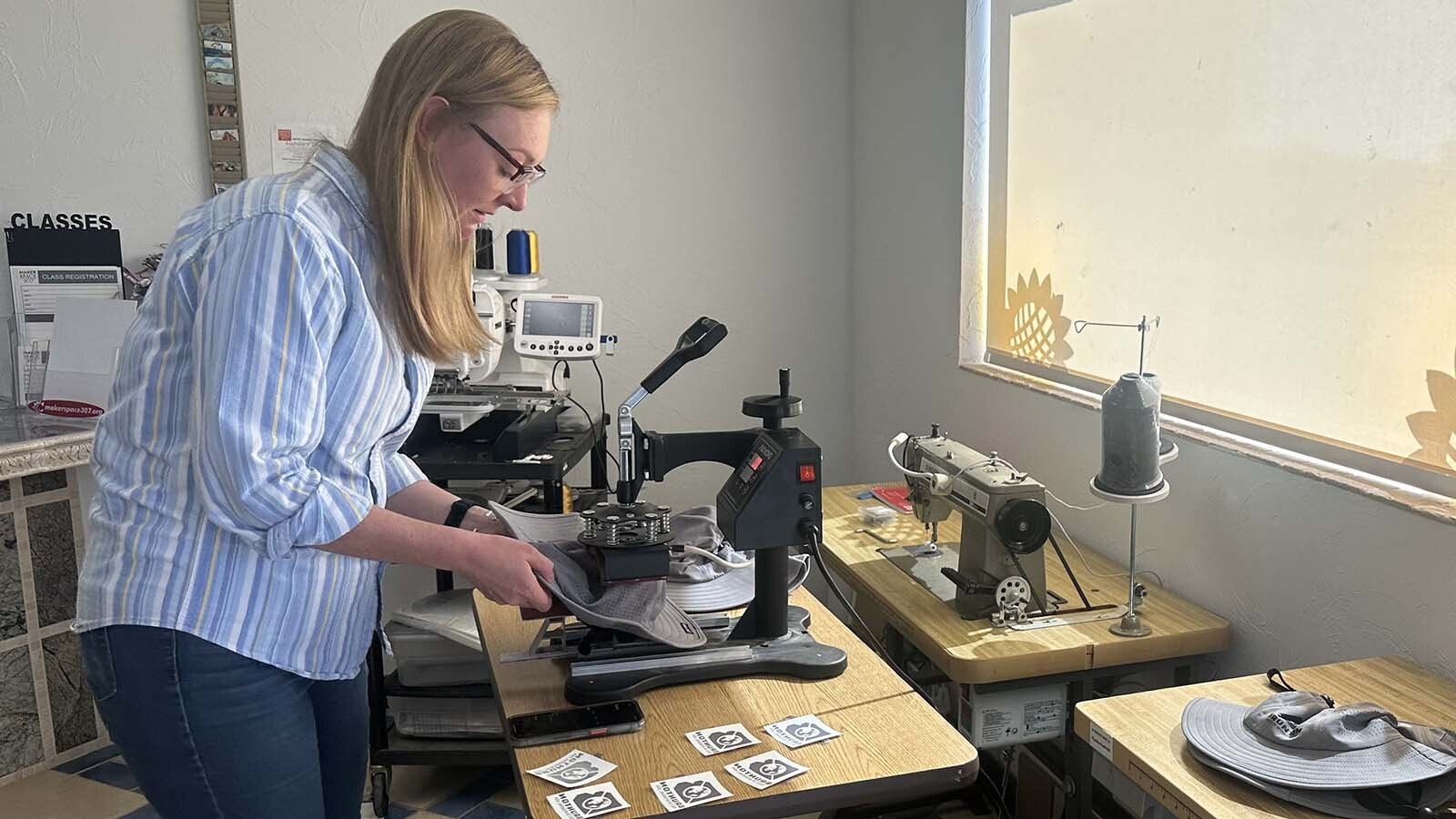 Kate Schaefer of Brunton uses the maker space in Riverton to test equipment and make samples for the company before they invest in their equipment. It has been a great test lab for the company.
