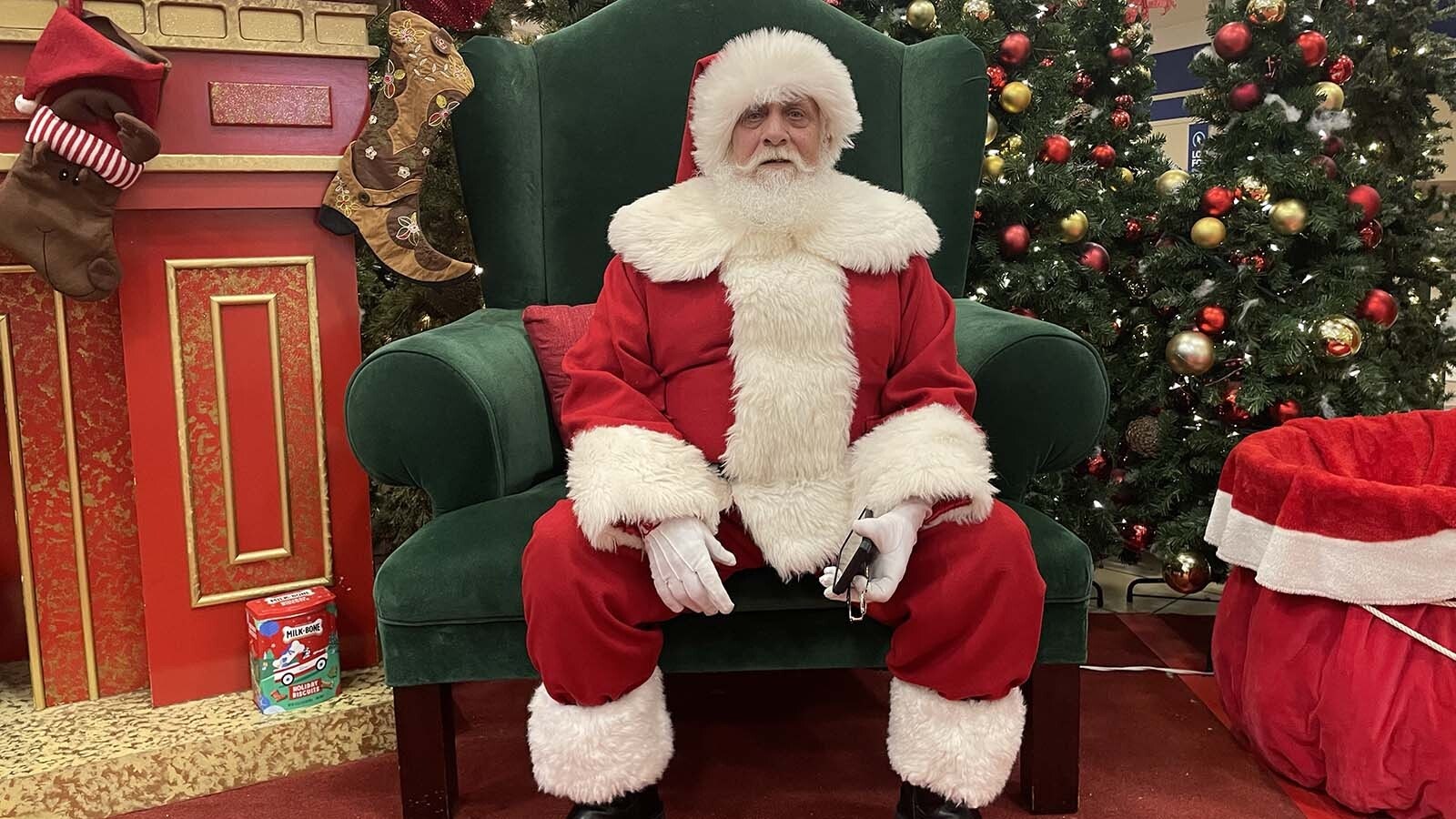 Matthew Allwine is a 67-year-old former Marine and long-haul trucker with a soft heart for kids and soft, and perfecrt belly and luxurious white beard to be Santa. He's in his first season as a Wyoming mall Santa in Casper.