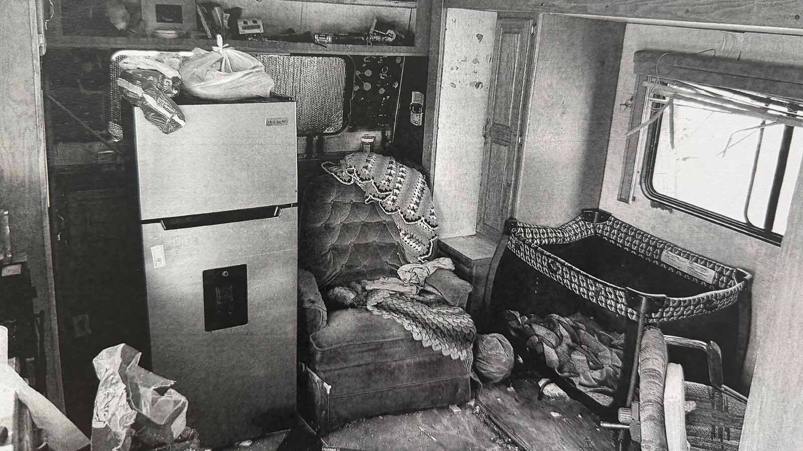 A photo from inside the trailer in Manderson included with the affidavit filed by DCI Special Agent Anthony Giles.