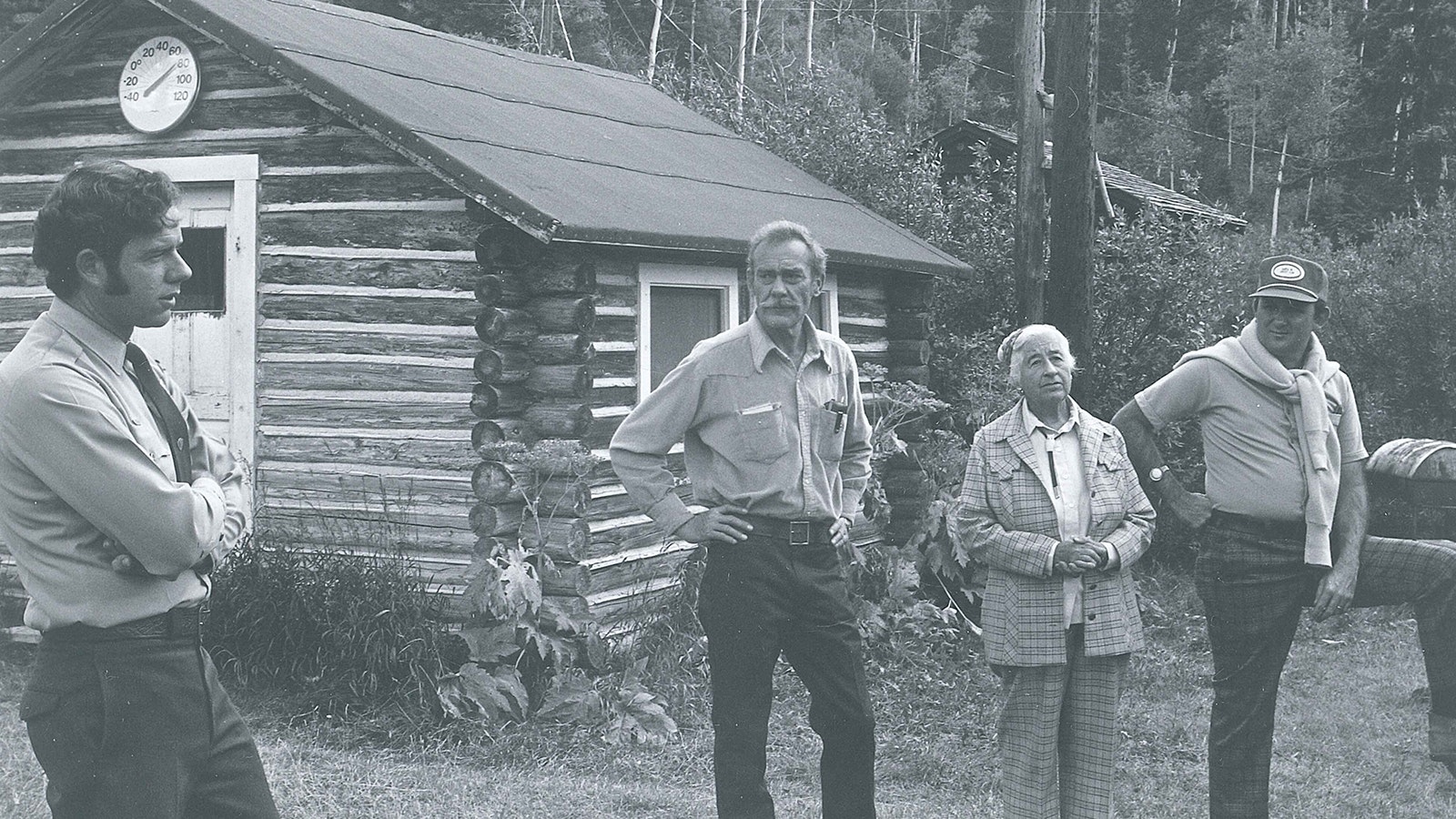 Mardy Murie standing to the right of Ted Major, founder of Teton Science Schools.