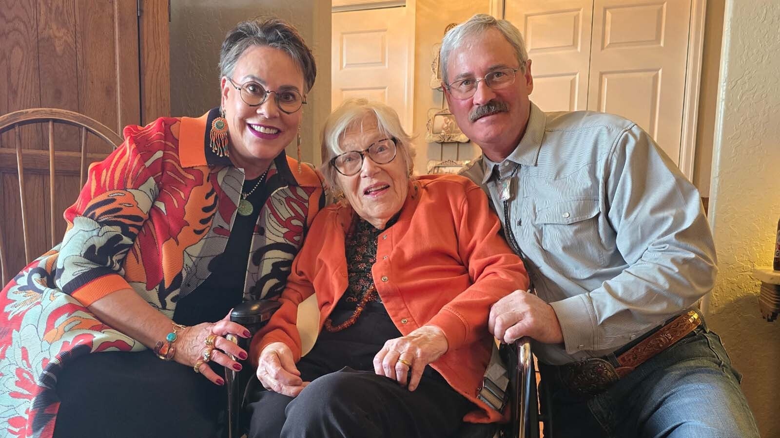 Marion Hageman just celebrated her 102nd birthday with her children at her side. Pictured Harriet, Marion and Hugh Hageman.