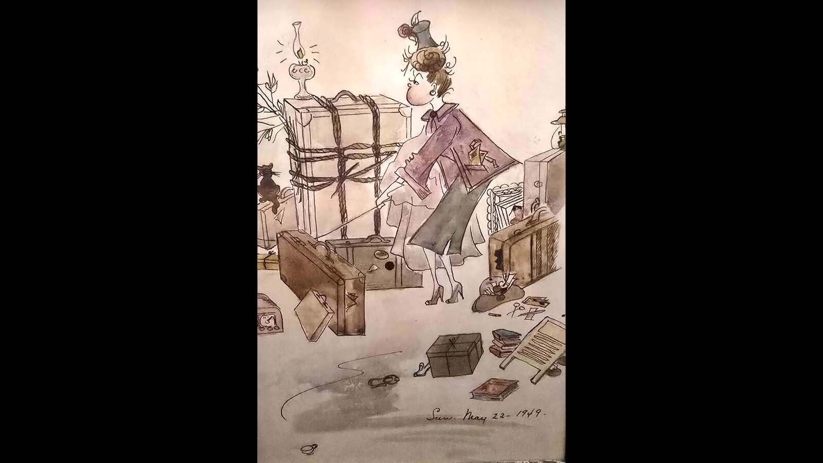 Marion Hageman would send illustrations to her parents to depict her life in the teacherages in Montana.