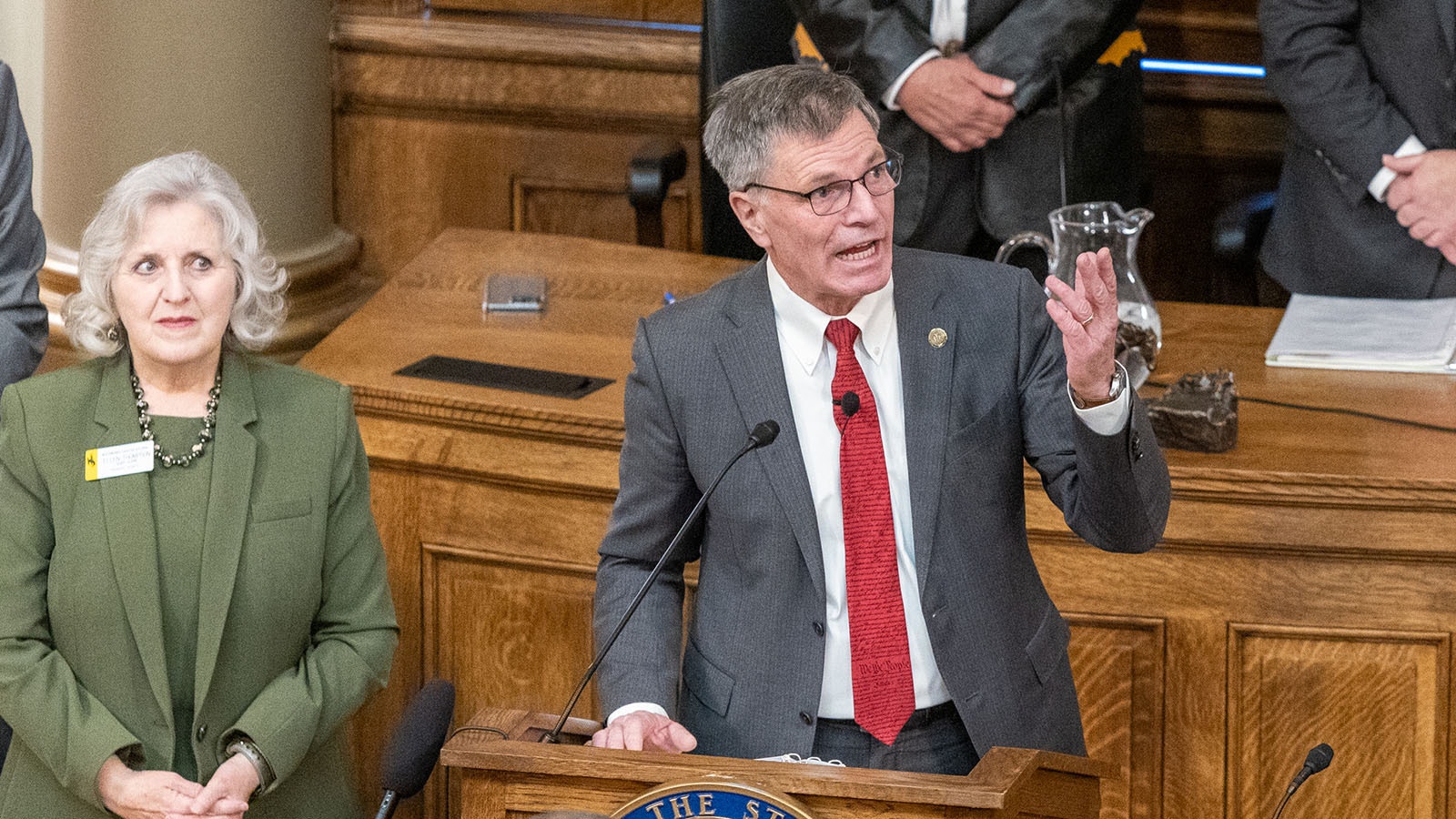 Gov. Mark Gordon addresses the Wyoming Legislature at the beginning of the 2024 session in this file photo.
