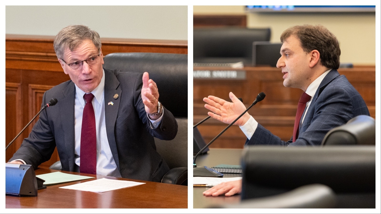 Gov. Mark Gordon fielded questions on data centers Monday, Dec. 1, 2025, when pitching his $11.3 billion budget to lawmakers. Secretary of State Chuck Gray weathered questions over a clash with the governor one lawmaker called playing "political football."