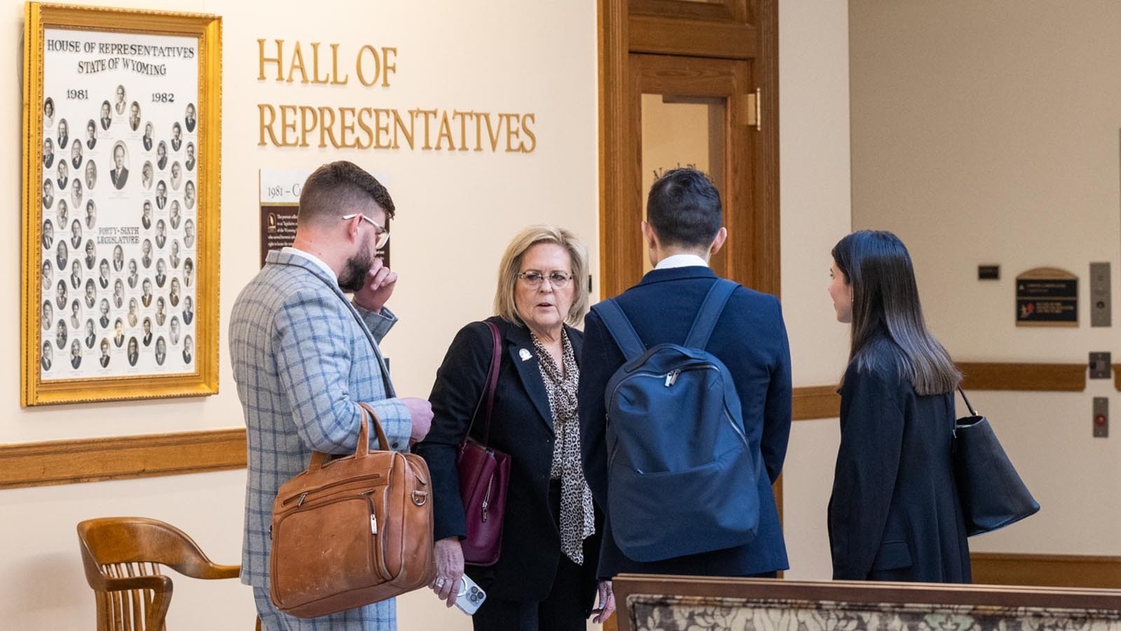 Rep. Martha Lawley, R-Worland, center, sponsored House Bill 43, which would require pornography websites to verify ages through IDs to operate in Wyoming.