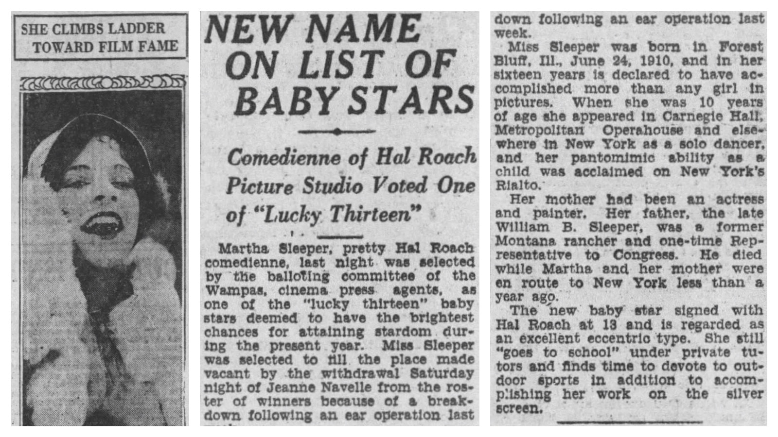 In 1927, 16-year-old Martha Sleeper was chosen as a “Wampas Baby Star,” one of 13 young actresses that exhibitors believed had a promising future in feature films. When the announcement was made, newspapers across Wyoming proudly reminded readers that Sleeper was born in Meeteetse and was one of their own.  