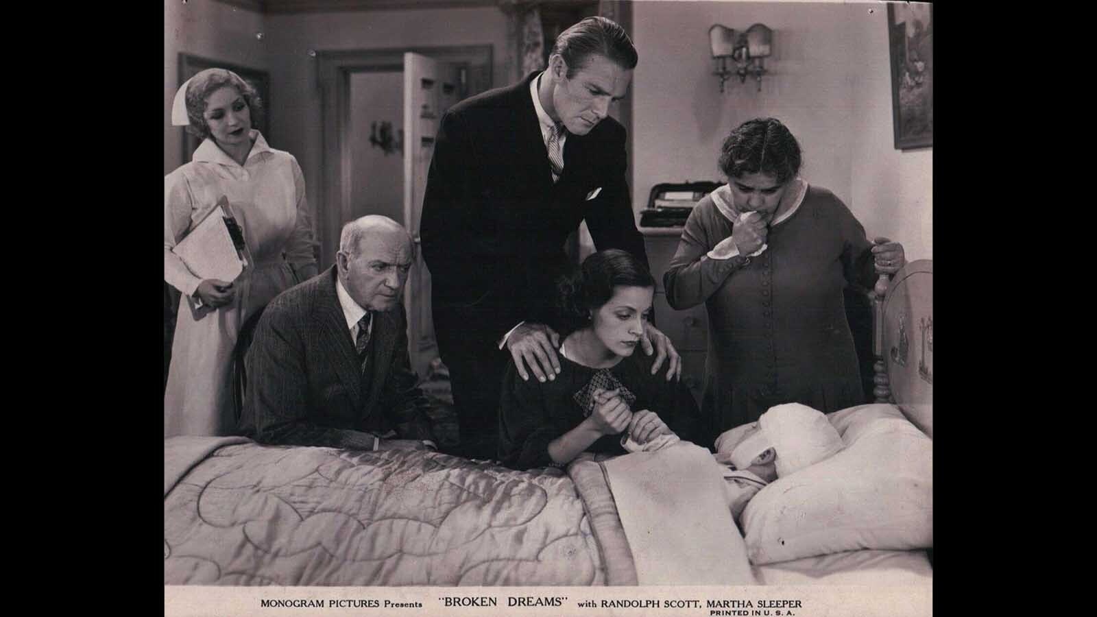 Martha Sweeper, center, stars alongside Randolph Scott (standing) in teh 1933 film "Broken Dreams."