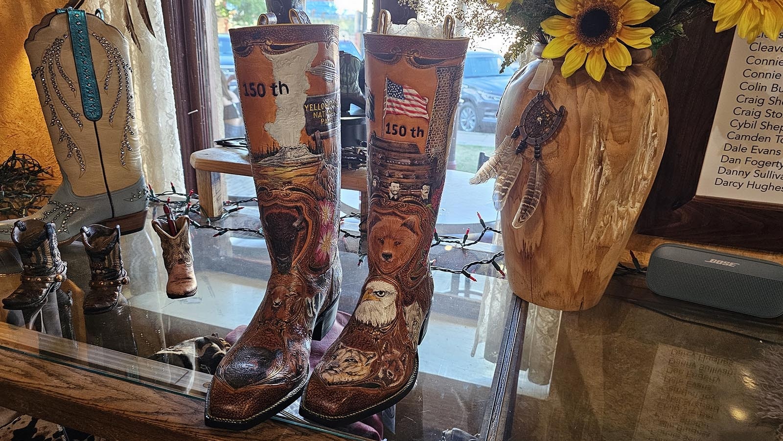 This pair of boots commemorates Yellowstone's 150th anniversary.