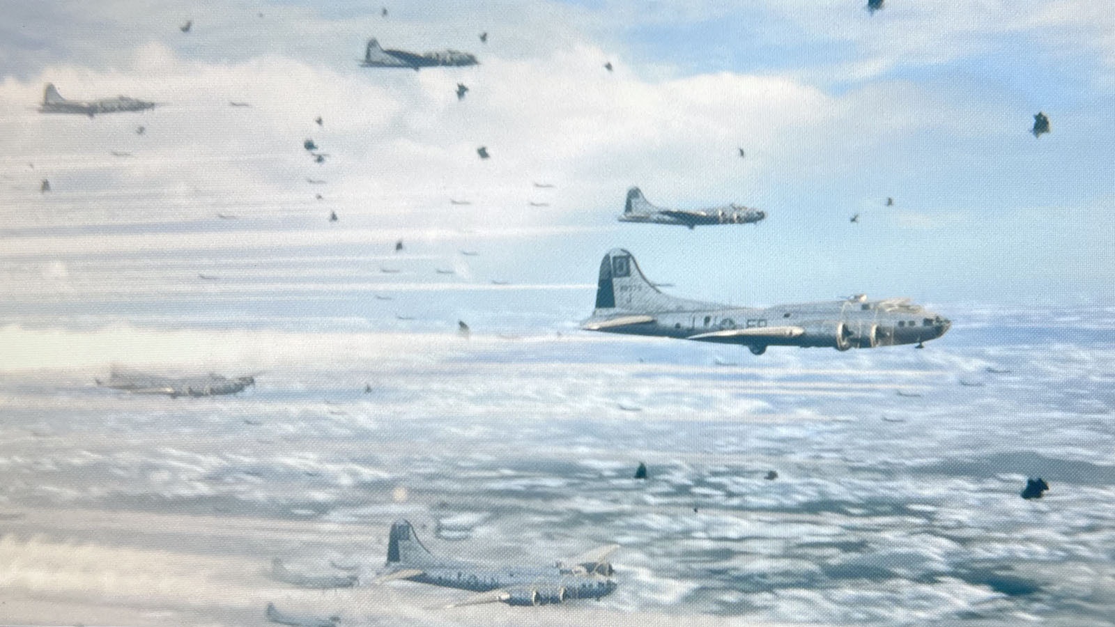 An Allied bomber squadron is attacked.