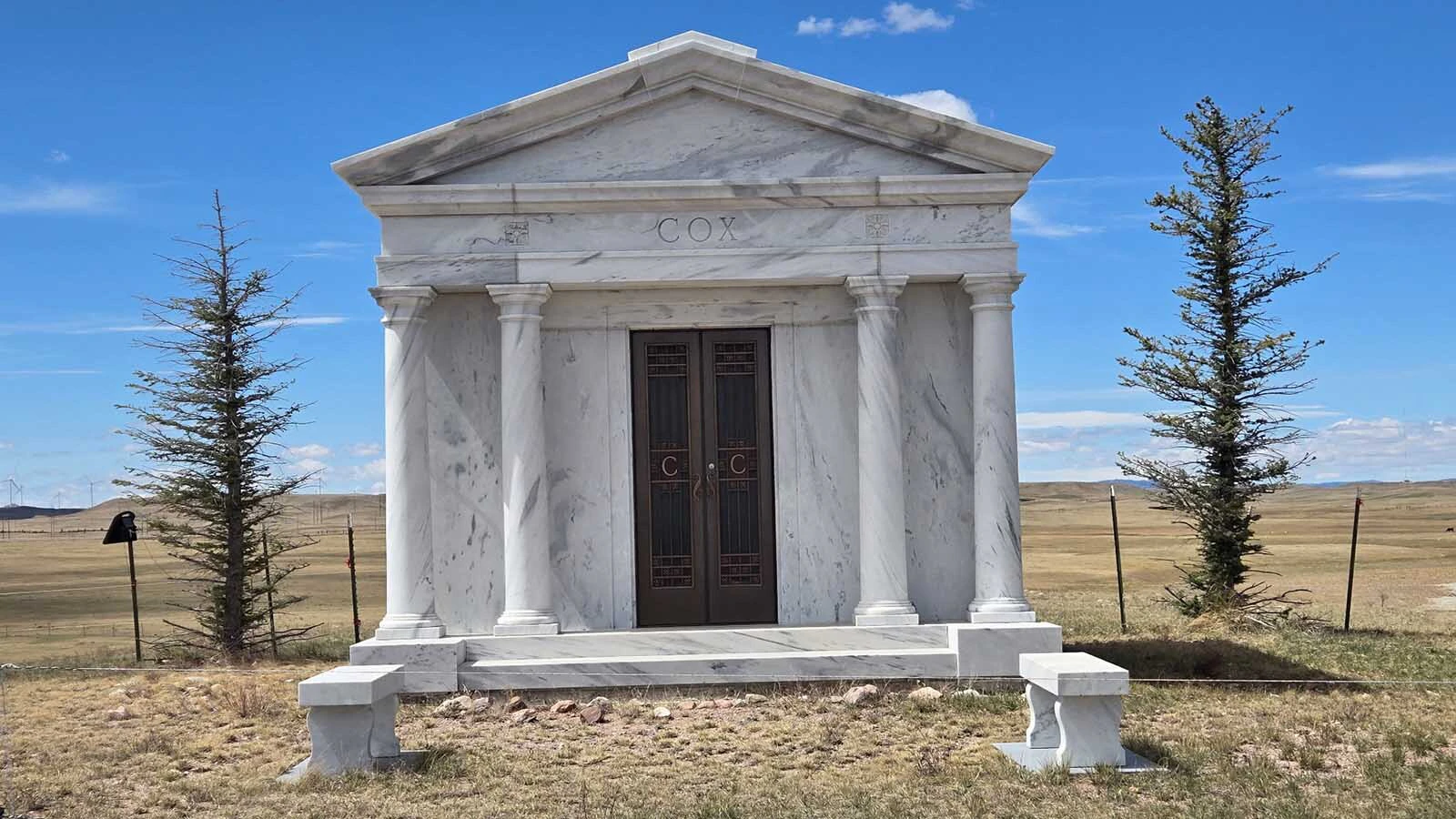 A private mausoleum sits on the 1,260-acre property that was once home to the Wyoming Angus Ranch. Its future is up in the air as the Cheyenne City Council considers whether to annex the land and bring in a new data center.