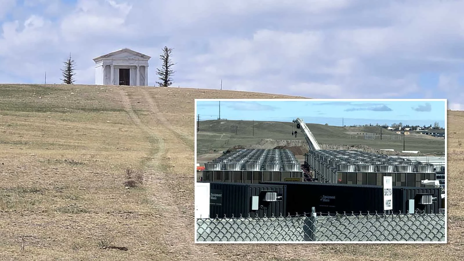 A private mausoleum sits on the 1,260-acre property that was once home to the Wyoming Angus Ranch. Its future is up in the air as the Cheyenne City Council considers whether to annex the land and bring in a new data center.