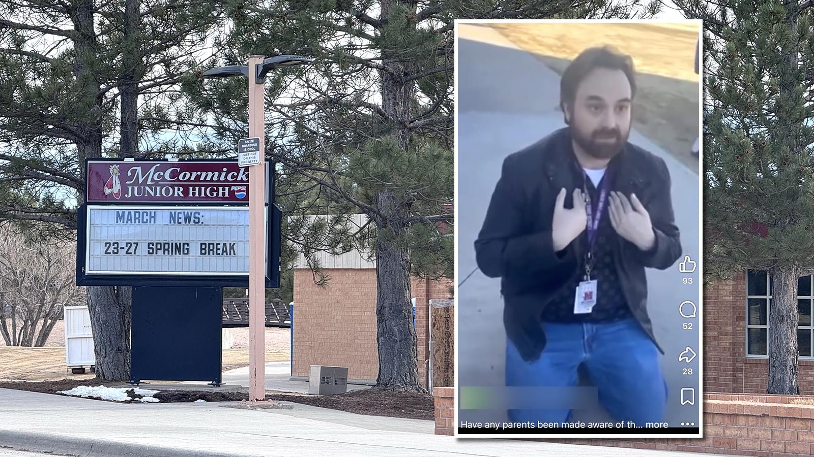 ‘I did something very wrong” a man says repeatedly in a video showing him on his knees, begging a Cheyenne junior high school girl after a physical altercation last week. School officials say “no comment,” while parents demand answers.