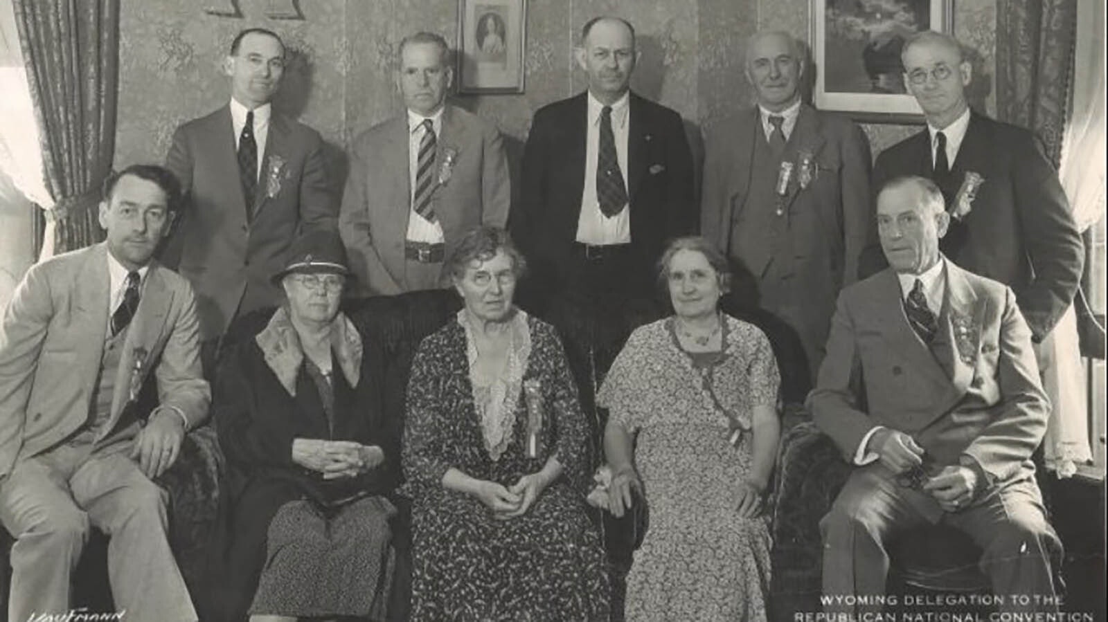 Dora McGrath was part of the Wyoming delegation to the 1932 Republican National Convention in Chicago, Illinois. She's seated second from right.