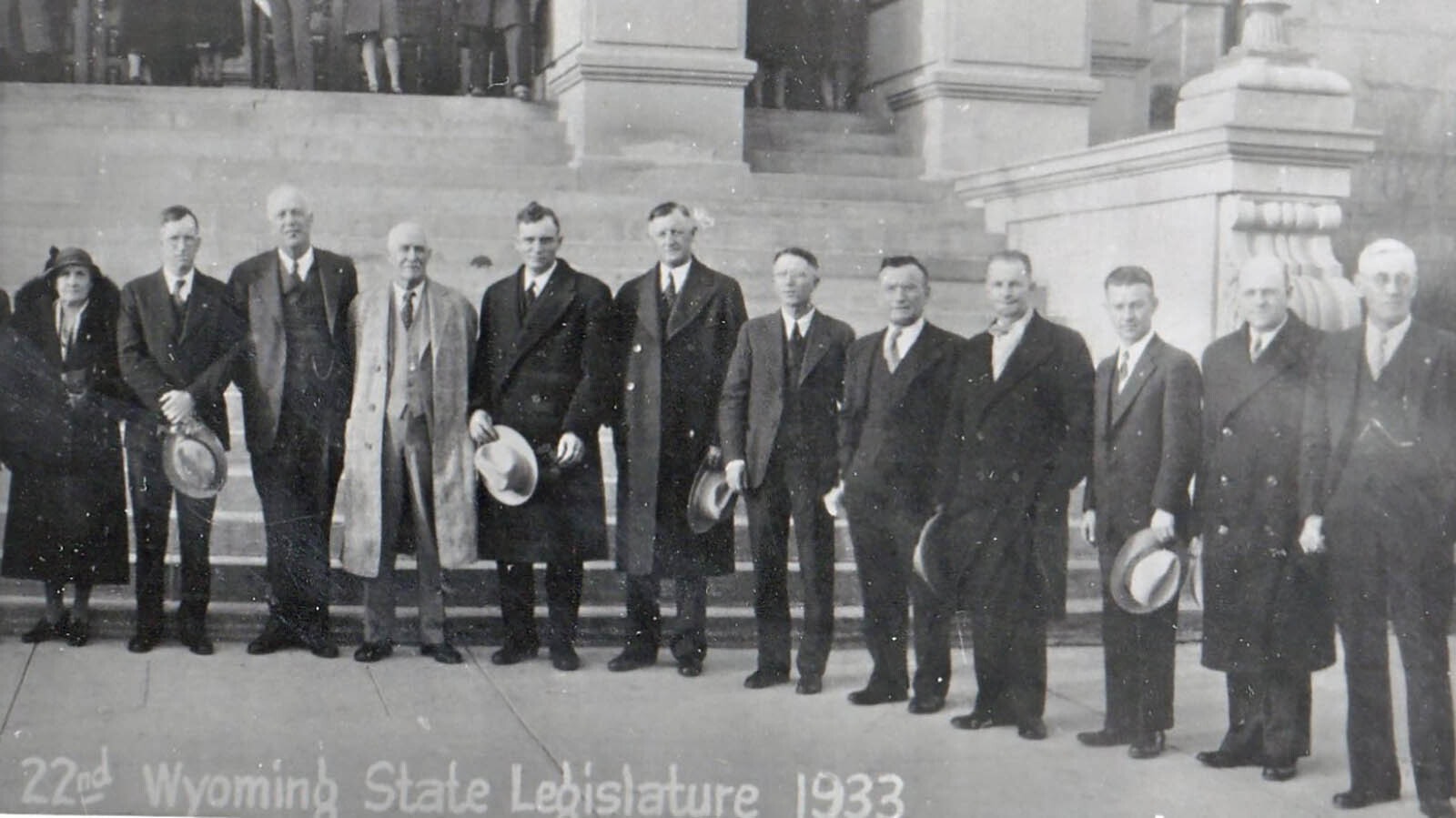 Dora McGrath with the Wyoming Senate of the 22nd Legislature in 1933. Dora was the first woman to serve state Senate.