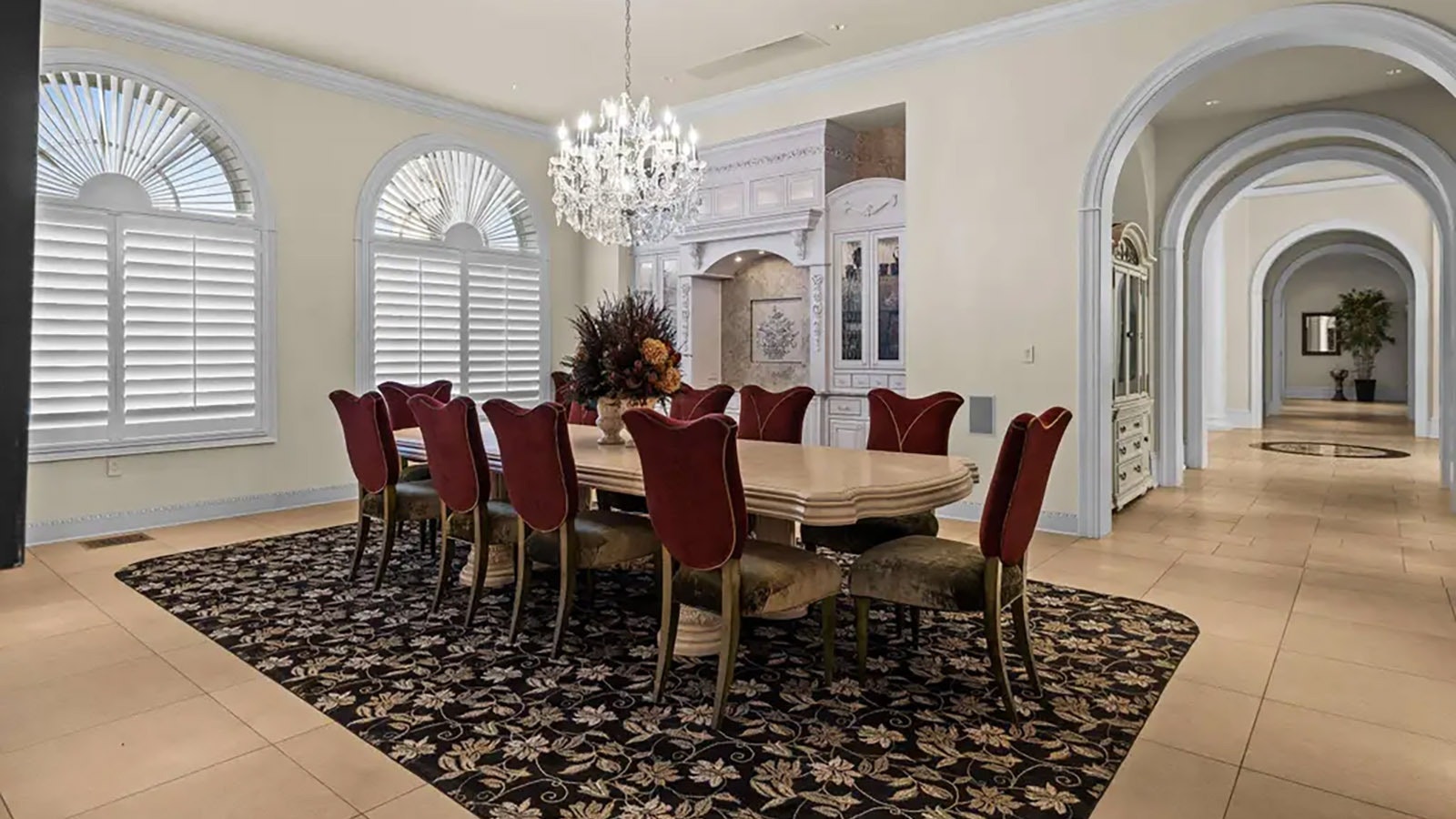 The large dining room can seat at least 10 with plenty of space left over.