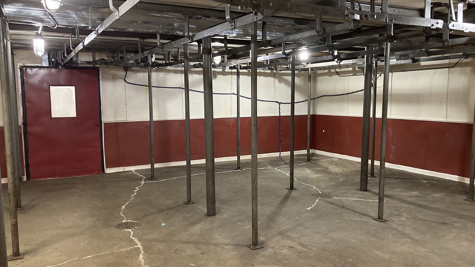 An empty hanging room at 307 Meat Processing in Mills, Wyoming.