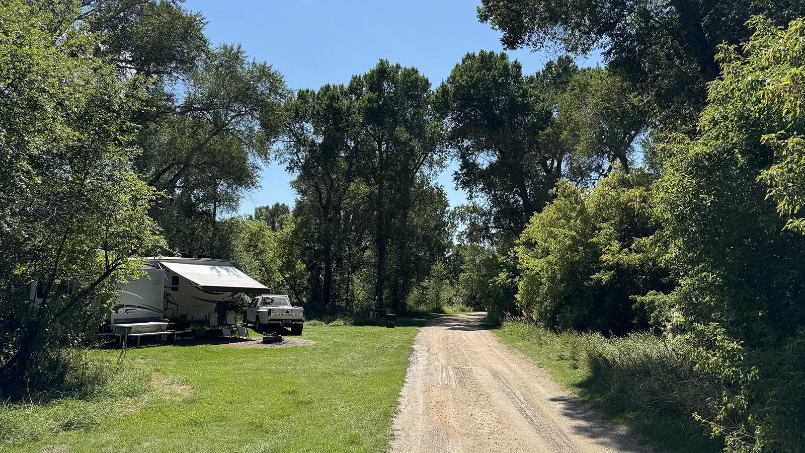 A camp set up in the scenic Medicine Lodge Archaeological Site.