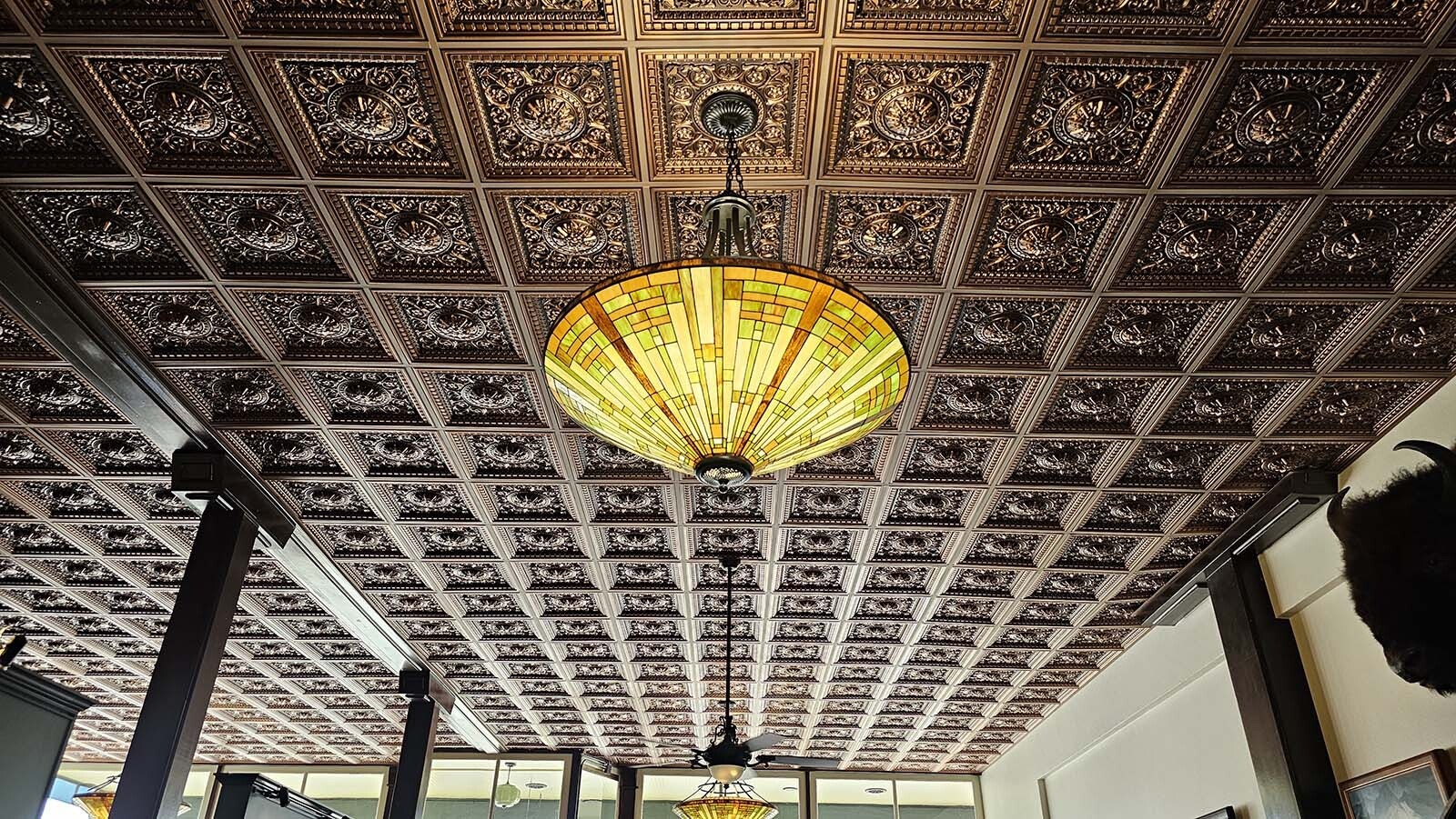 The ceiling of Meeteetse's Mercantile, constructed in 1898. It's a replica, but beautiful, and in keeping with the time period.