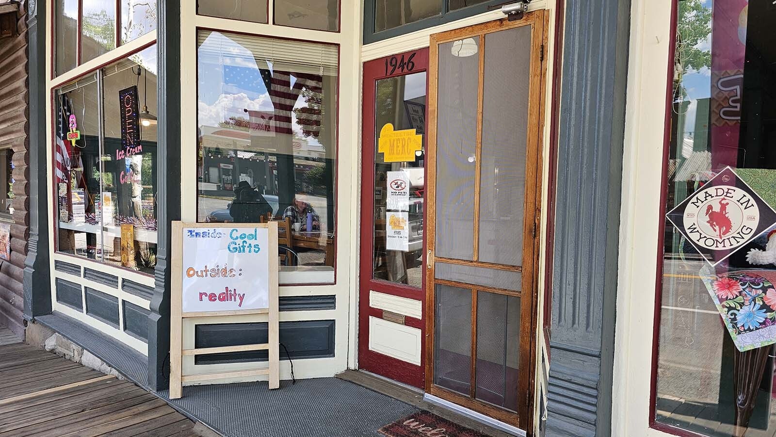 The other half of Meeteetse's historic Mercantile has several artists offering made-in-Wyoming crafts, as well as ice cream, available for free-will donation.