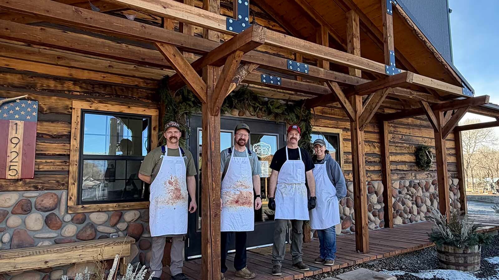Austin Wiggins, Tristin Wiggins, Trent Longtin and Jenny Longtin are the owners of the Meeteetse Meat Co. (not pictured, Dan and Syd Manderfeld). Their goal is to preserve the tradition of butchers in Wyoming and bring back local meat from the big processing plants and from overseas.