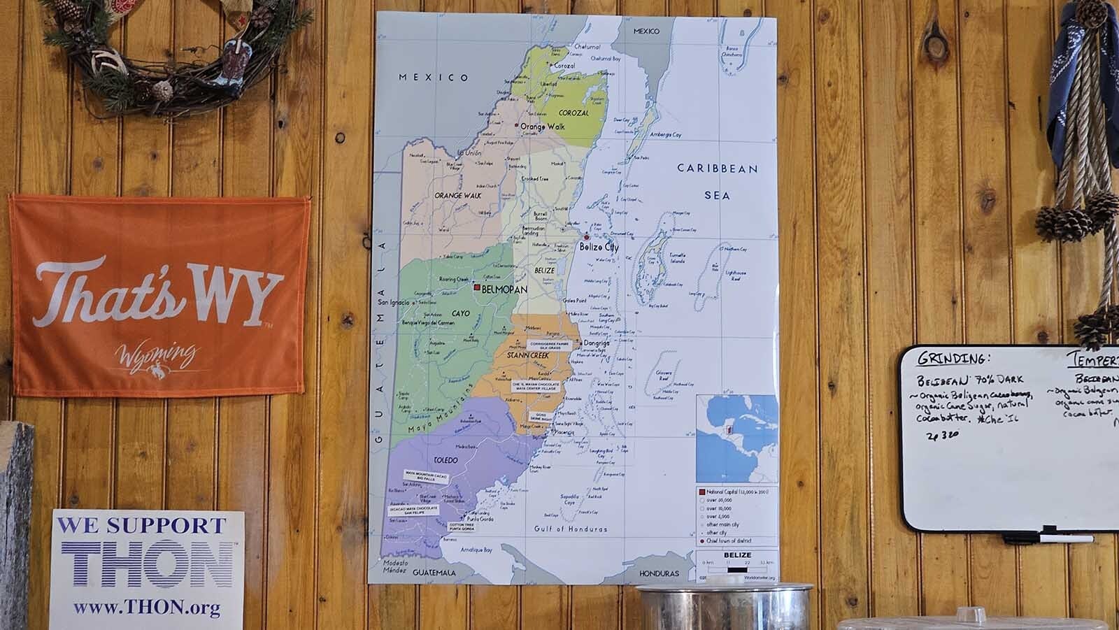 A map that shows where some of the cacao farms are that Meeteetse Chocolatier Tim Kellogg visits in January.