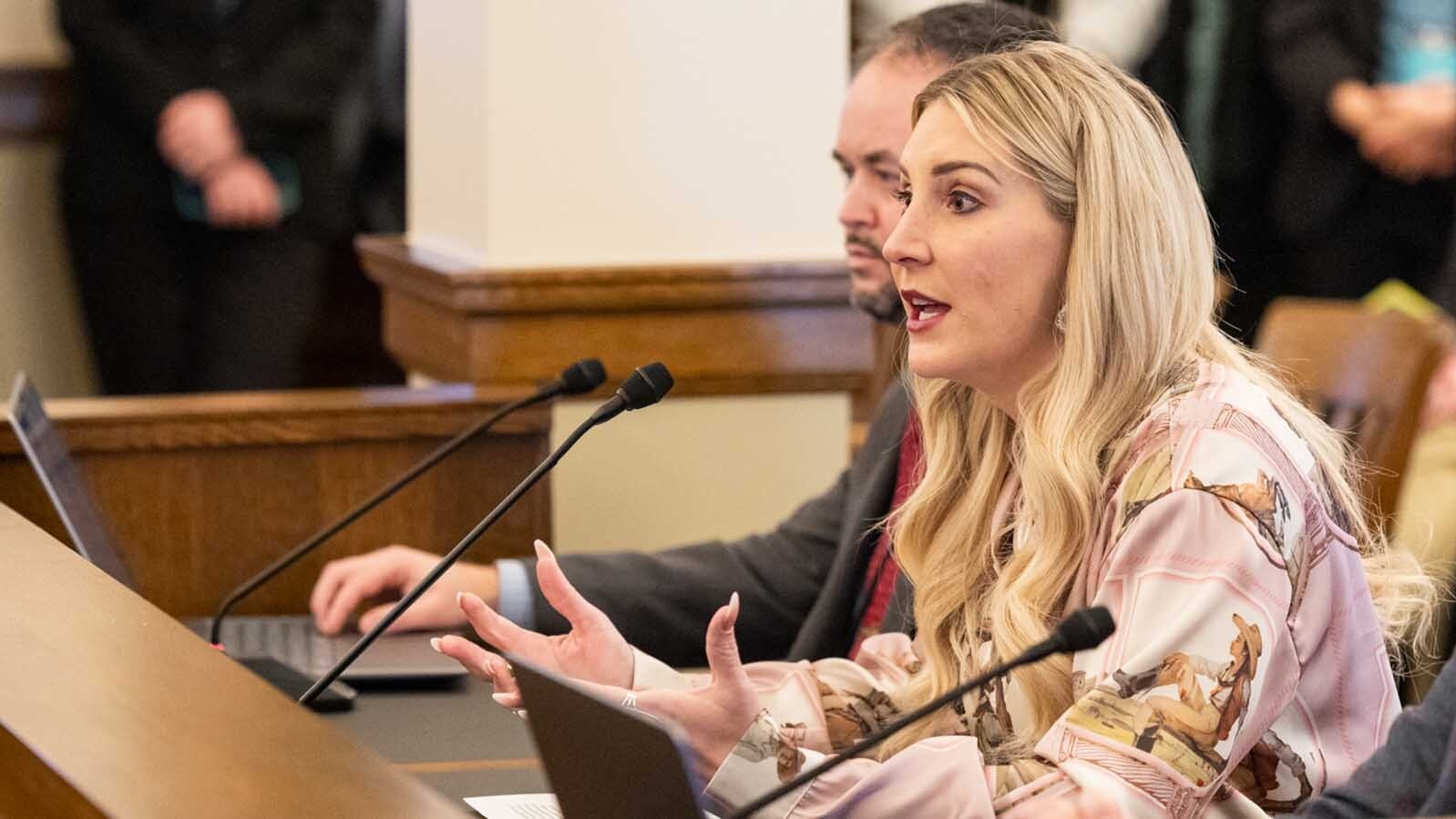 Wyoming Superintendent of Public Instruction Megan Degenfelder testifies for the Senate Education Committee during thed Wyoming Legislature's 2025 session in this file photo.