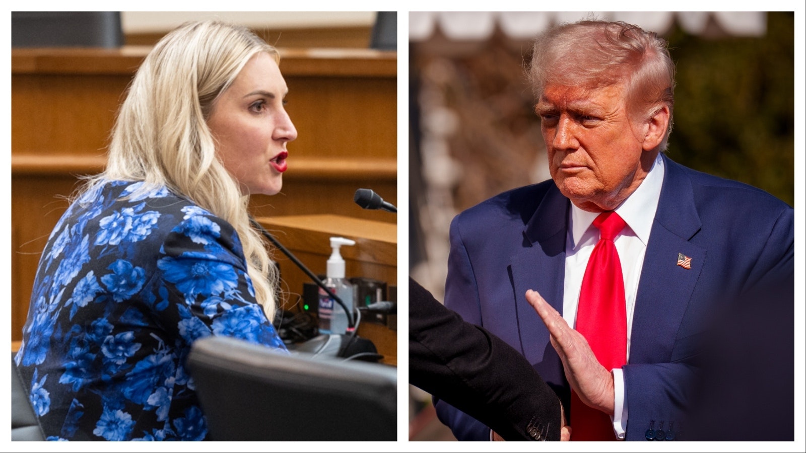 Wyoming Superintendent of Public Instruction Megan Degenfelder, left, and President Donald Trump.