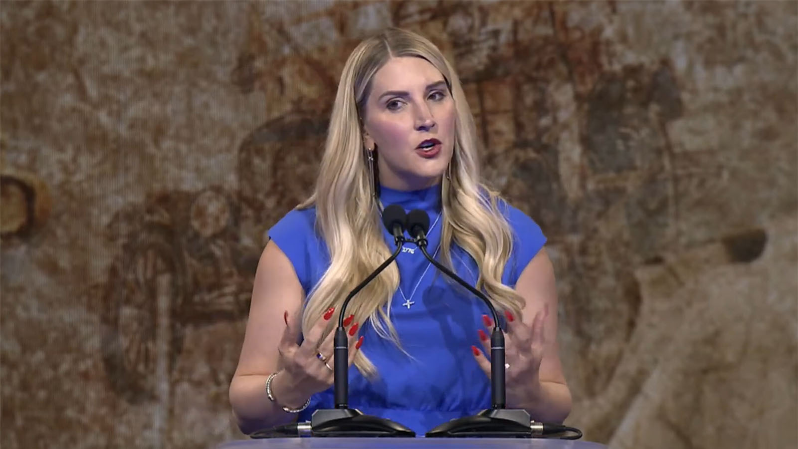 Wyoming Superintendent of Public Instruction speaks in Denver during the 2023 Western Conservative Summit.