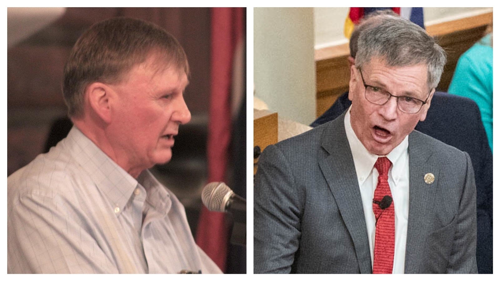 State Treasurer Curt Meier, left, at the Wyoming Republican Party Central Committee meeting Sept. 7, 2024.