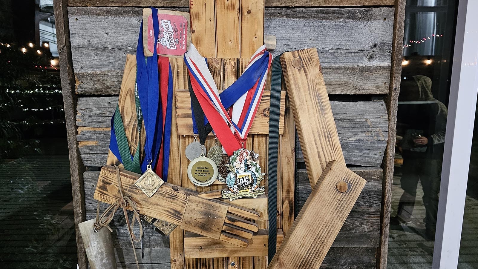 Close-up of some of the awards won by Melvin Brewing in Alpine.