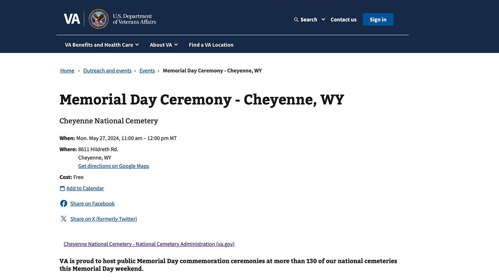 The announced time for the Memorial Day ceremony at Cheyenne National Cemetery was 11 a.m. Monday, but because of a scheduling screw-up about 100 people — some from other states — showed up, there was no ceremony.