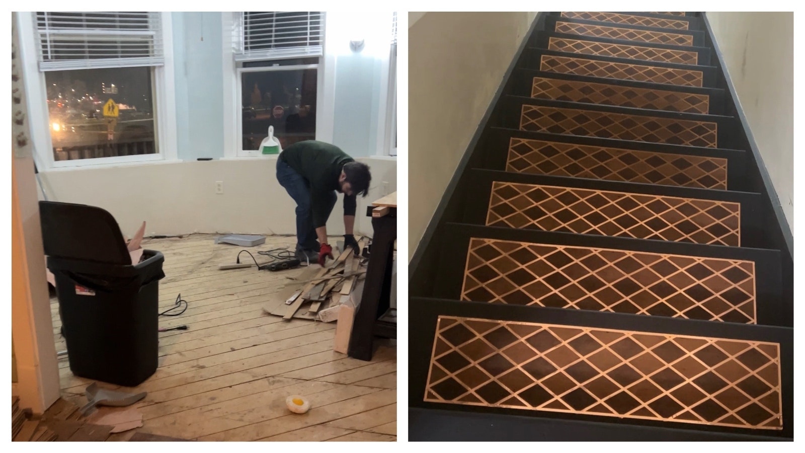 Chanelle Rodriguez and her fiance couldn't find their dream home in Casper, so they bought an old home with good bones to transform that one into their forever home. Right, the redone stairs at the Mercer House in Casper feature a harlequin pattern, finished off with gold leaf.