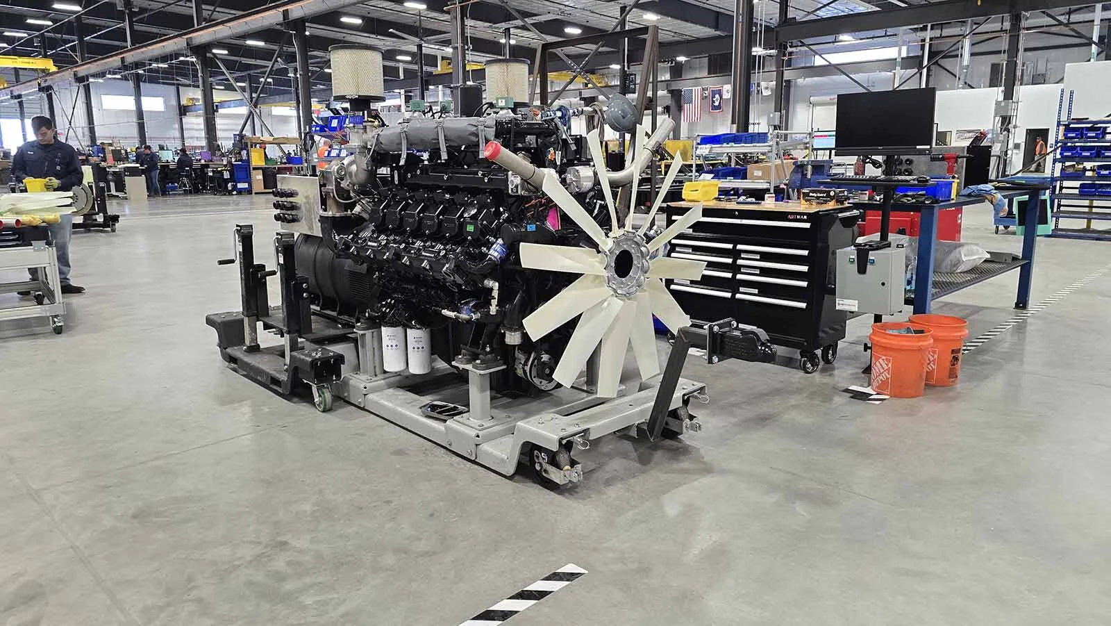 One of the beginning stages of Mesa Power Solutions' new assembly line at its $70 million plant in Natrona County.