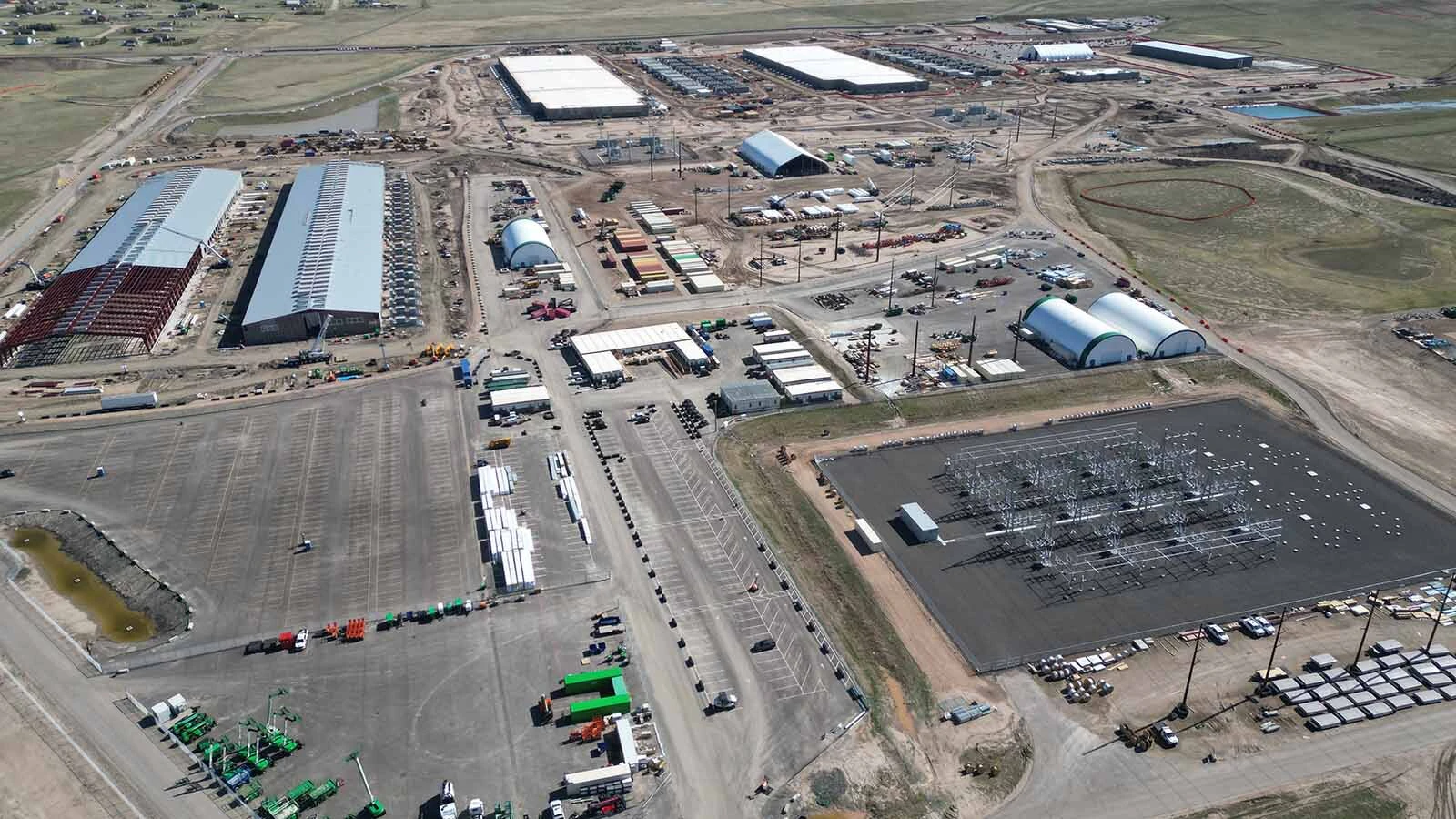 A large Meta data center campus under construction just south of Cheyenne.