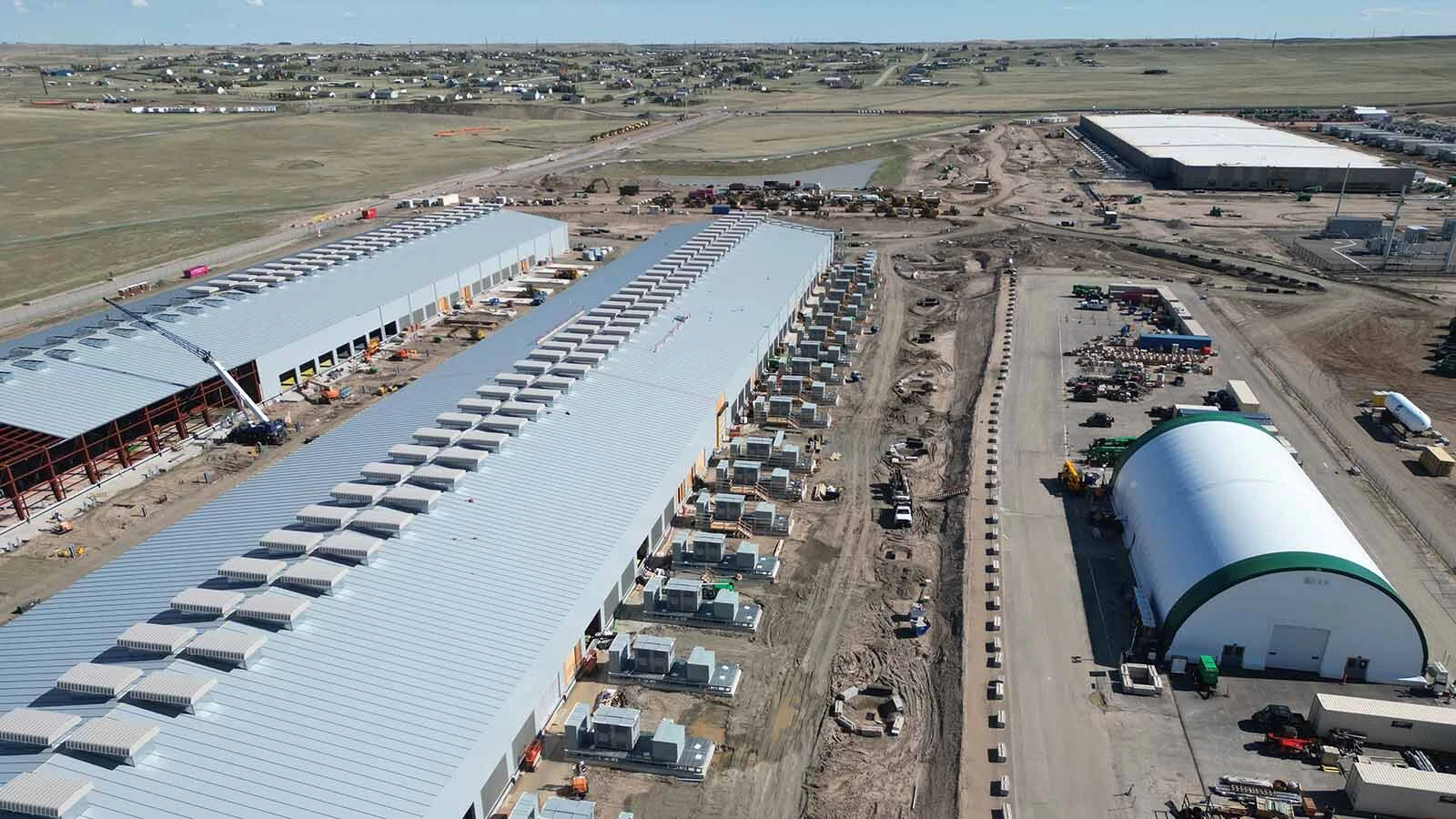 An aerial view of the Meta data center being built in south Cheyenne.