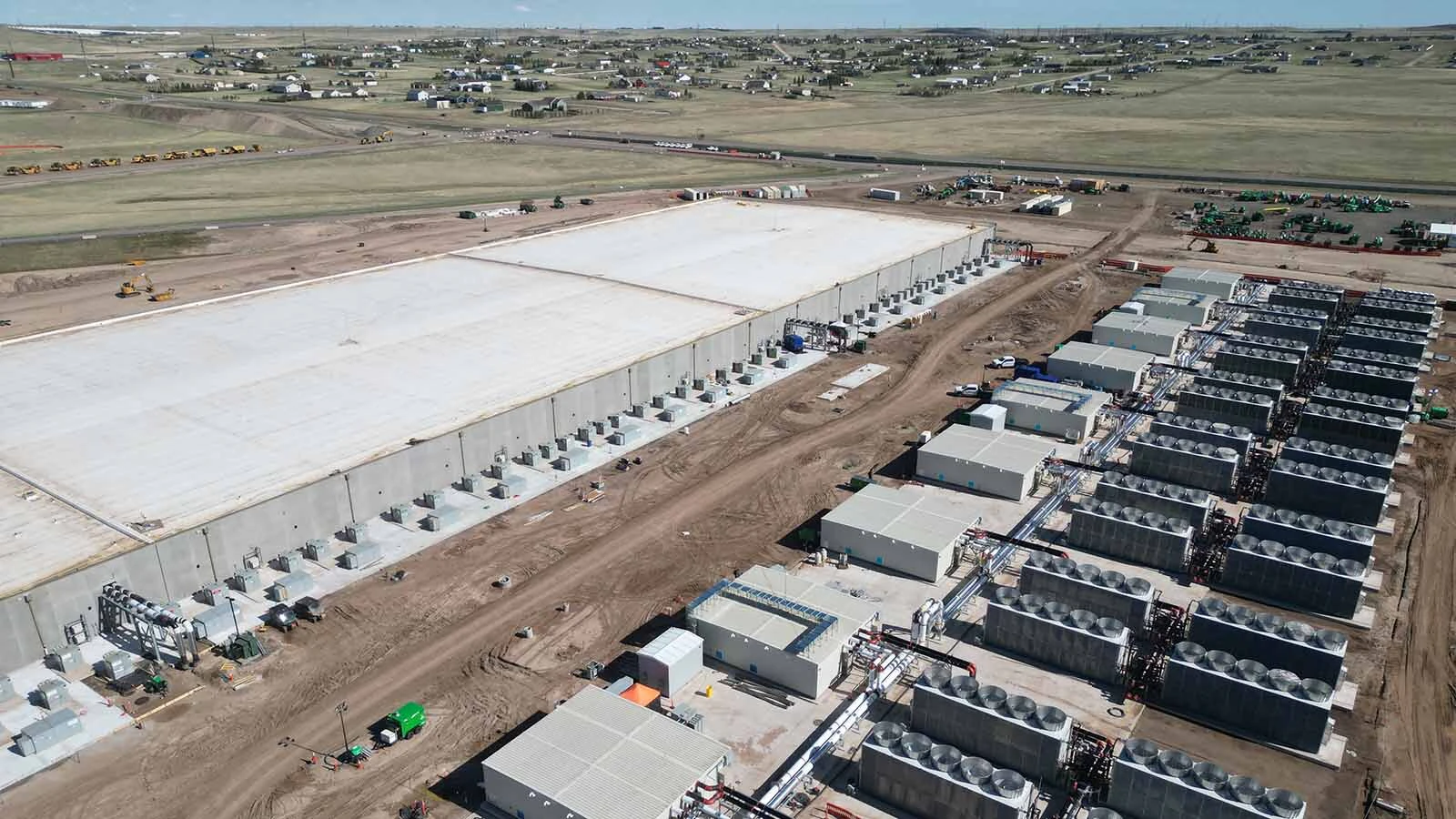 A large Meta data center campus under construction just south of Cheyenne.