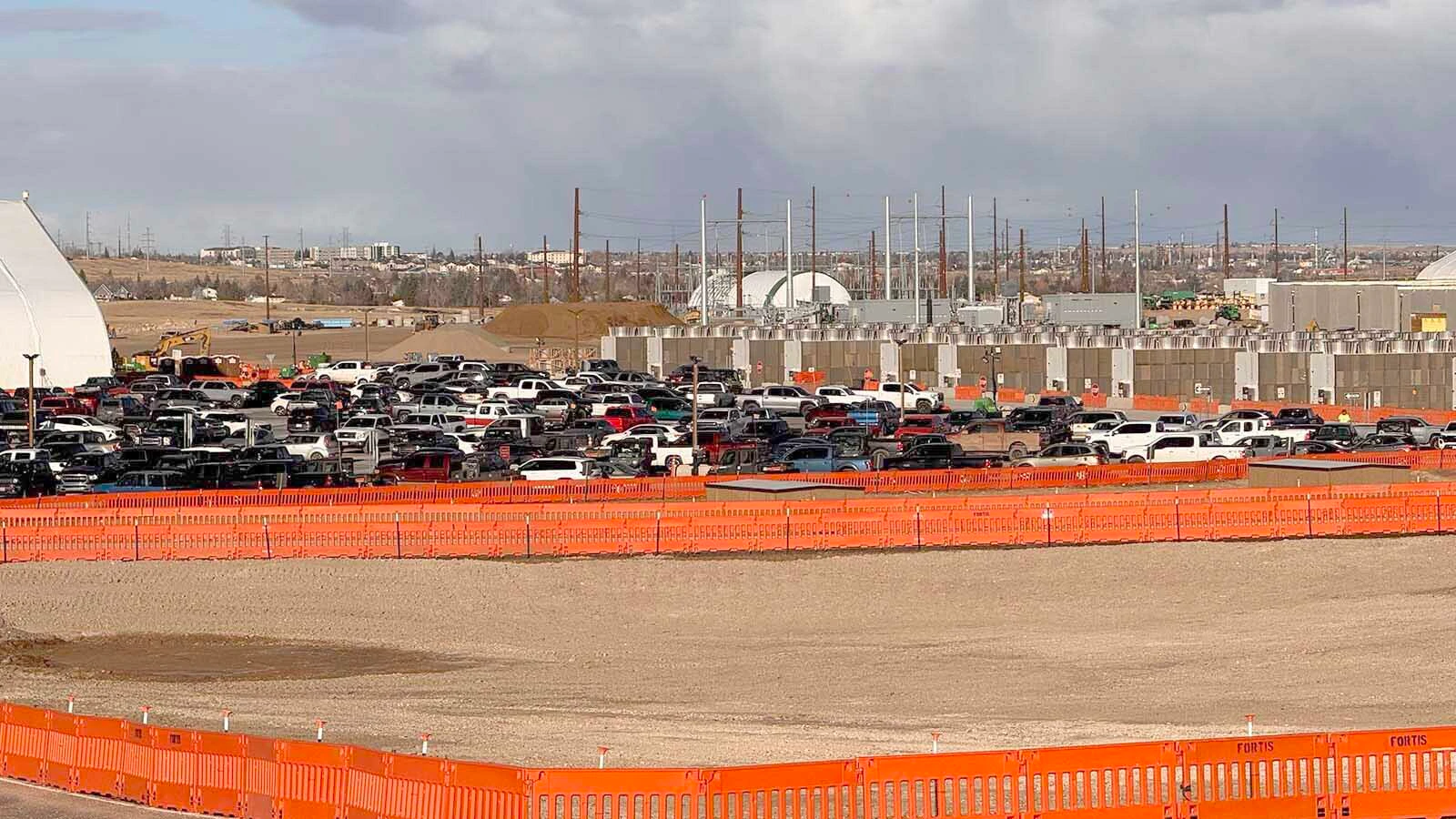 A small army of workers are busy at the Meta data center site south of Cheyenne.
