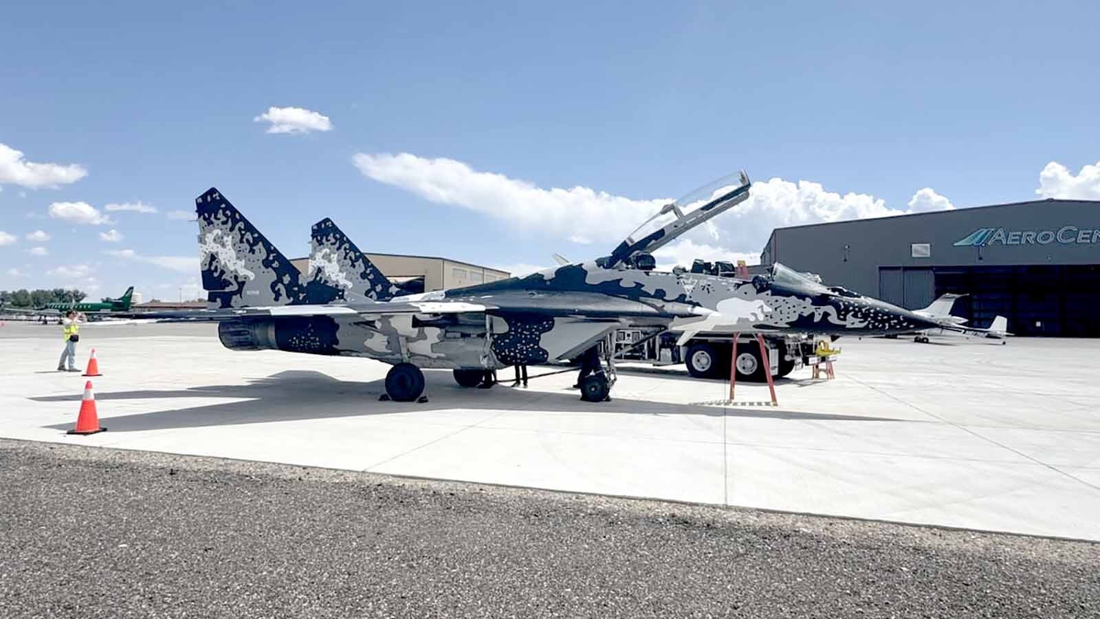The only U.S.-owned MiG-29 Russian fighter jet was at the Casper airport Wedesday, July 24, 2025, to refuel.
