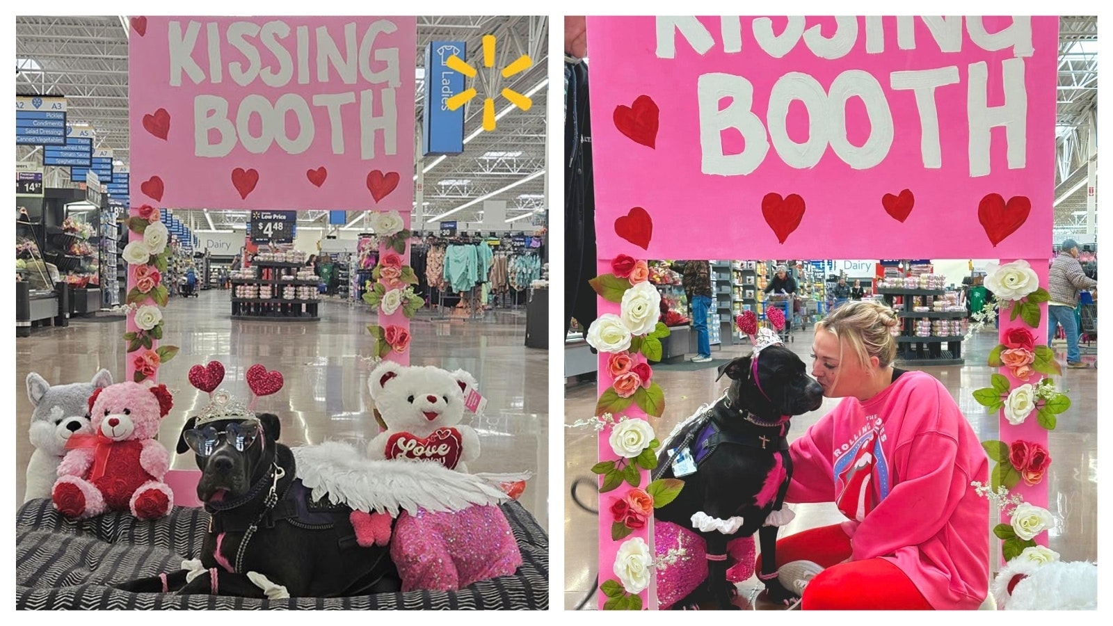 Mia loves Valentine's Day and gets a lot of action at her kissing booth at the front of the Casper Walmart store.