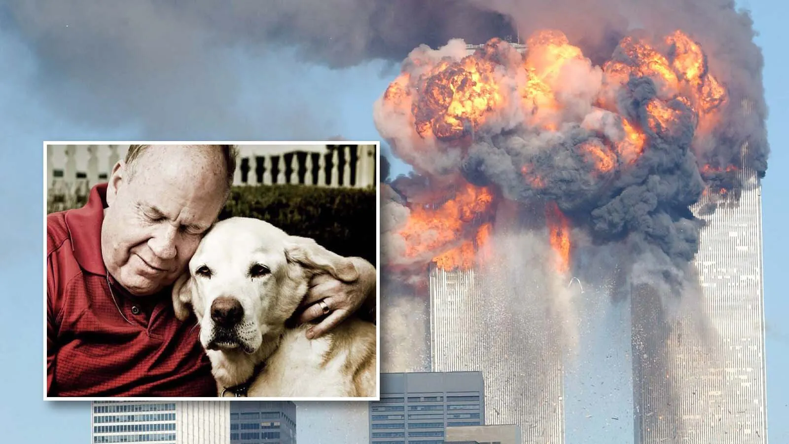 Michael Hingson with his former guide dog Rosalie, who helped him navigate the stairs down 78 floors of a crumbling World Trade Center North Tower on Sept. 11, 2001.