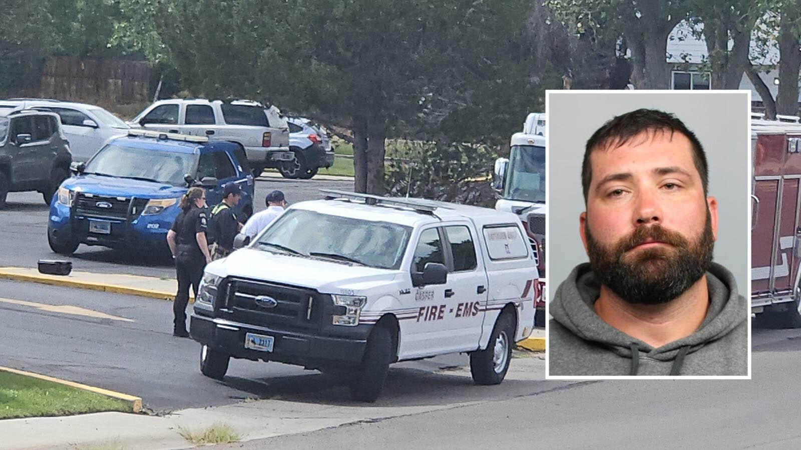 A former Casper police officer was supposed to be sentenced Thursday, July 24, 2025, for shooting at law enforcement during a 17-hour standoff last August. The sentencing was postponed because Michael Hughes fell off a crane and badly broke his leg.