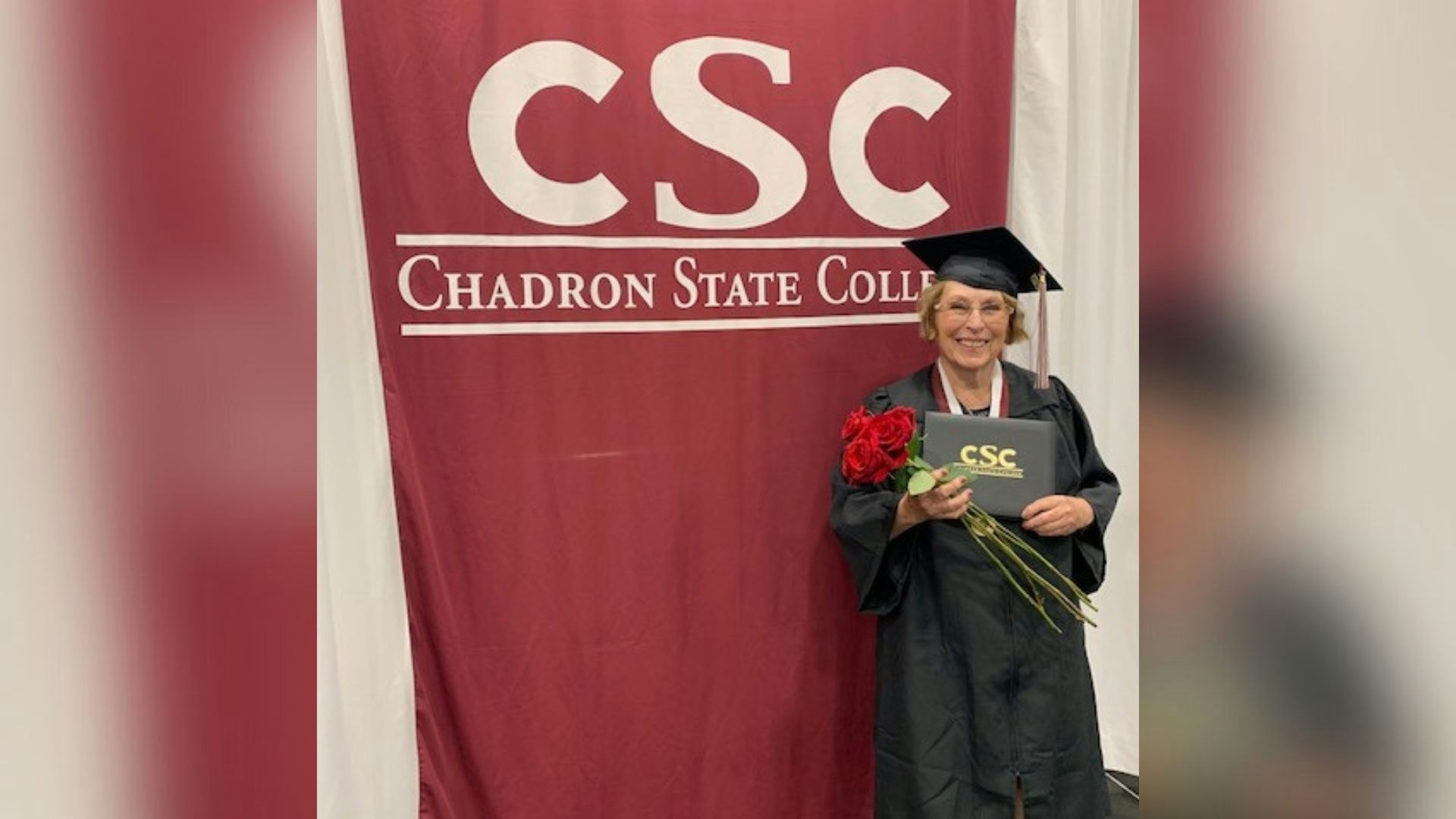 Doris "Mickey" Douglas after receiving her bachelor's degree from Chadron State College on May 6.