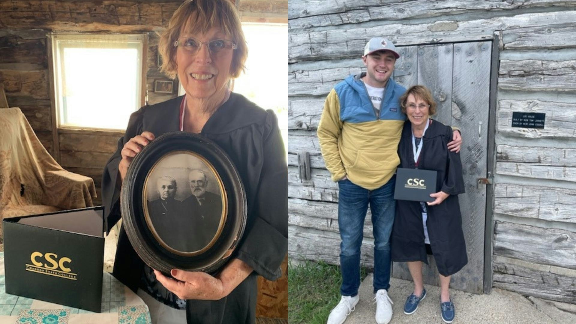 Doris "Mickey" Douglas shares a deep family connection with education and Chadron State College. At 81, she's a new college graduate. In these photos she celebrates at the family's cabin.