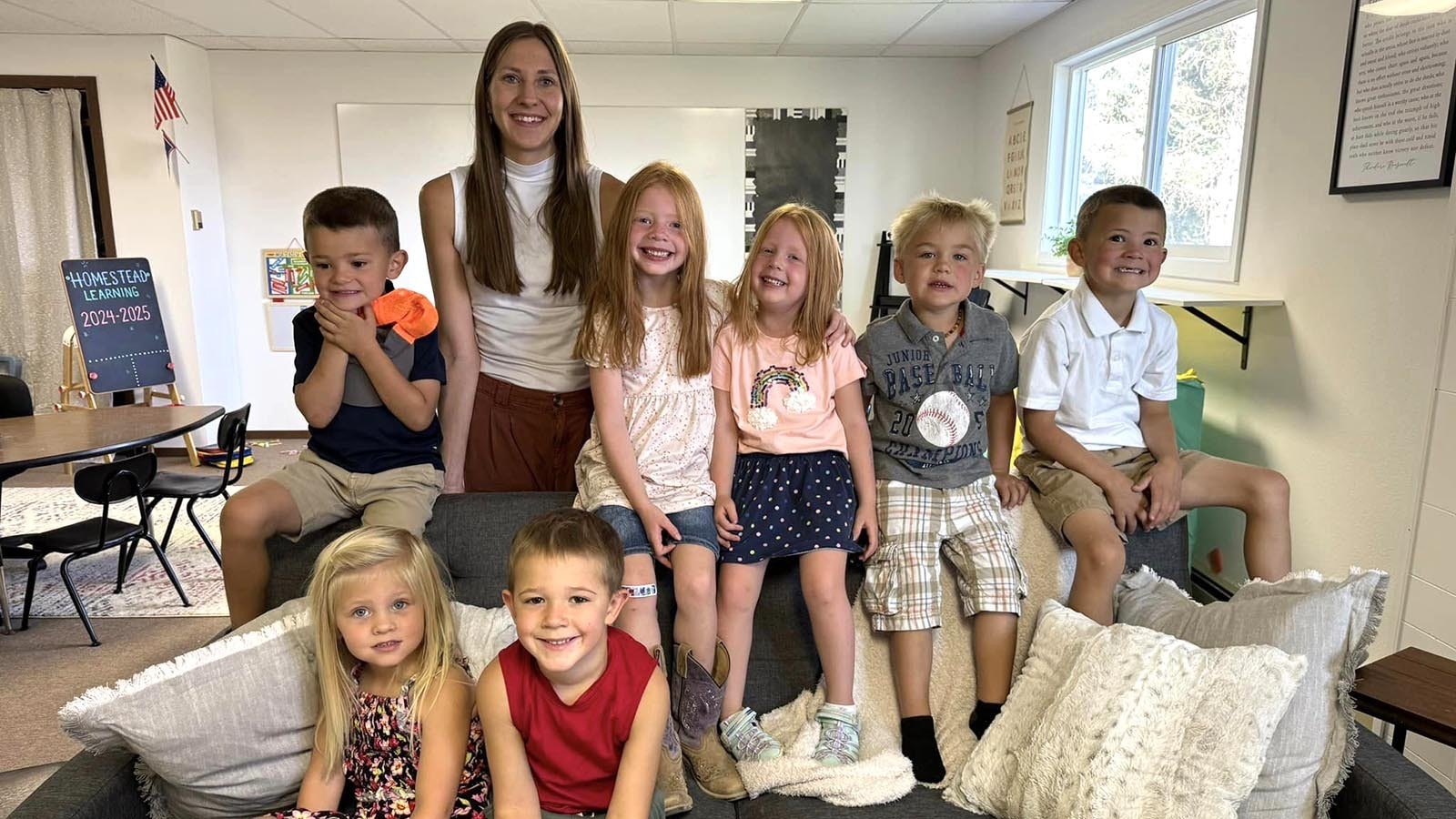 Teacher Erin Beck and the first class of students at Homestead Learning microschool in Campbell County, Wyoming.