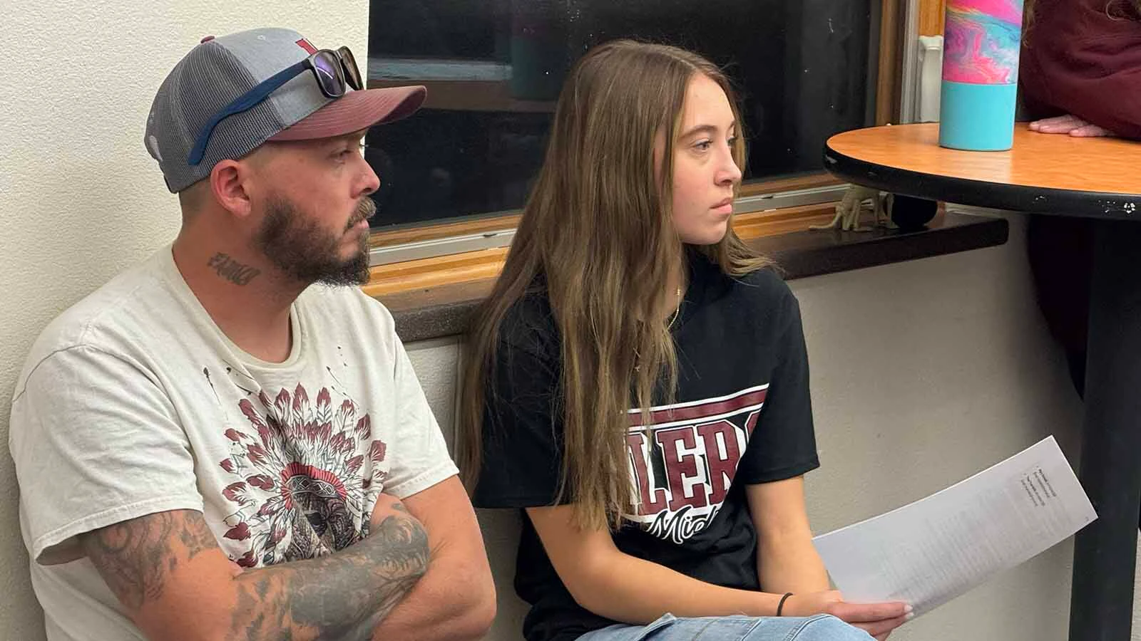 Taelynn Salway, right, and her father Steven. Taelyn, a 17-year-old junior at Midwest Schools, carries a 4.3 GPA and is on track to be her class valedictorian. That won't happen, she said, if the Natrona County School District 1 cuts grades 6-12 of the K-12 Midwest Schools.