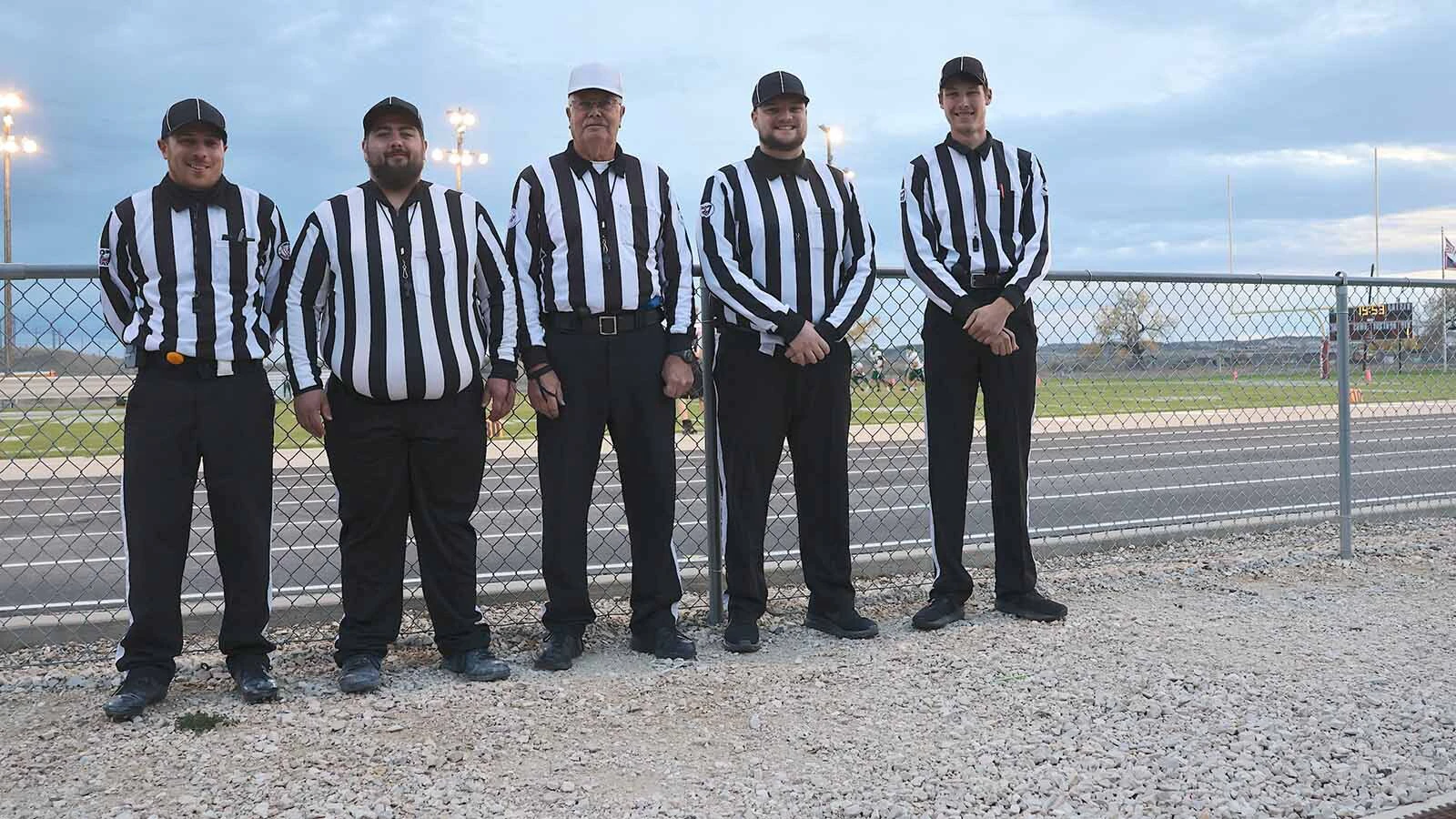 The Casper-based officials for potentially Midwest’s final game included from left, Cody Hult, Benito Vann, Jerry Kramer, Matthew Nicholson, and Zane Keizer. 