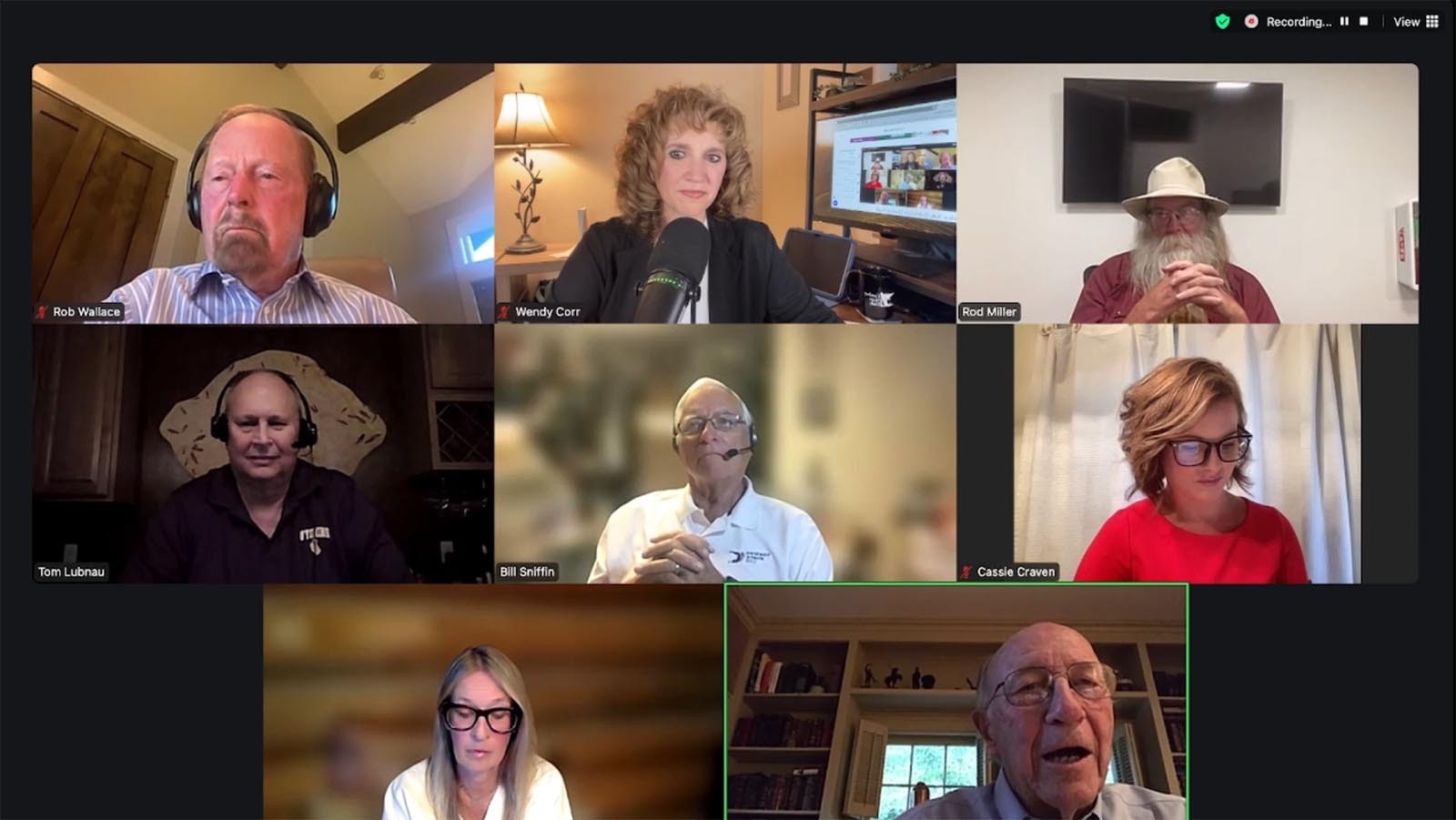 Former Wyoming Gov. Mike Sullivan, lower right, discusses the state of politics in Wyoming during a primary night political roundtable livestreamed by Cowboy State Daily.